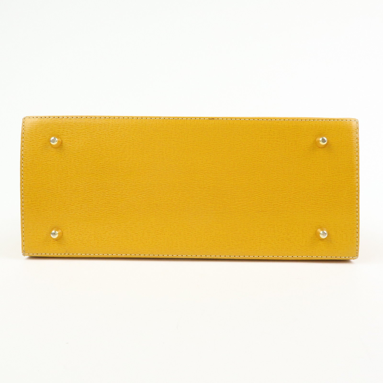 BURBERRY Logo Leather Tote Bag Hand Bag Yellow