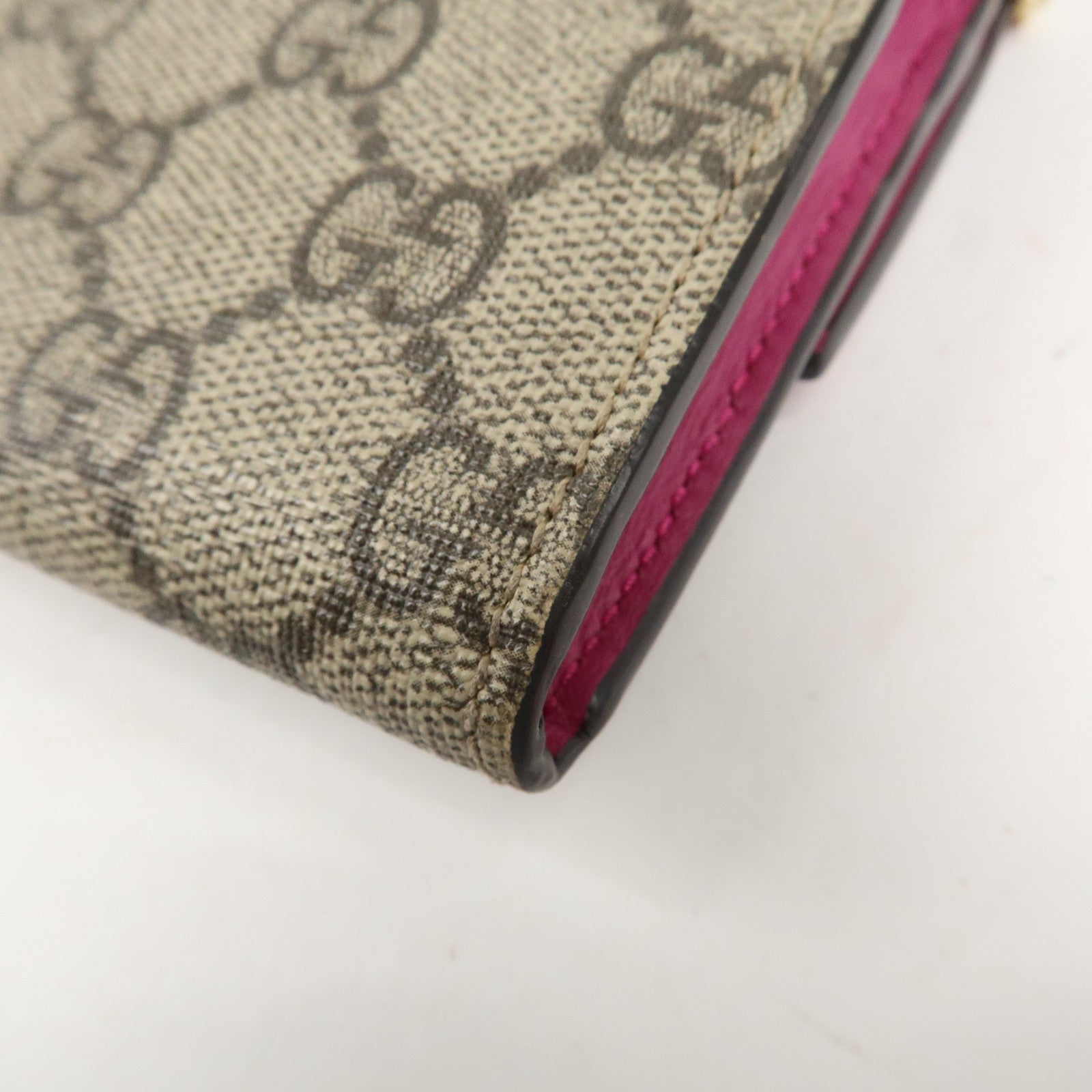 GUCCI GG Supreme Leather Canvas Padlock Chain Long Wallet 453506