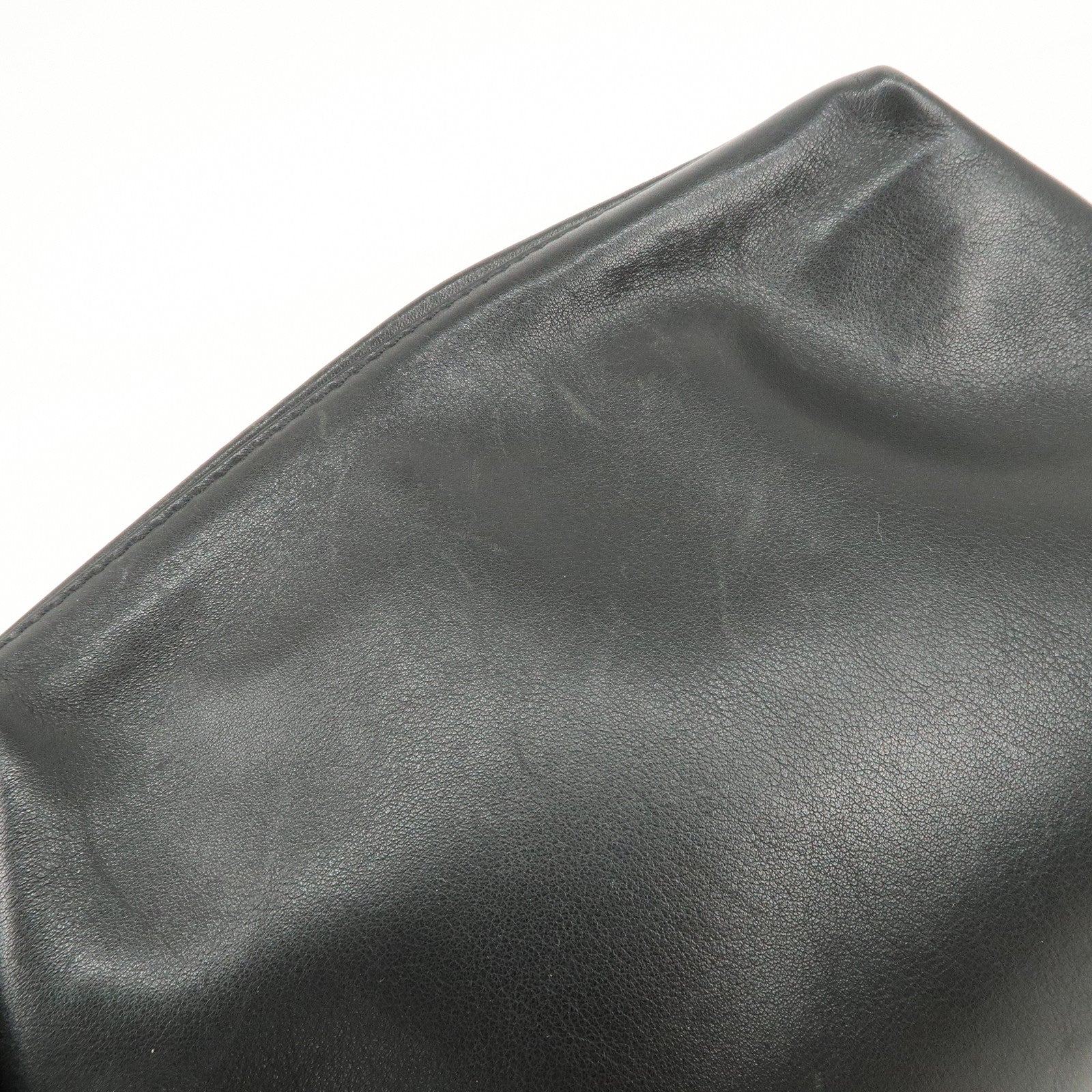 CELINE Logo Leather Pouch Cosmetic Pouch Black Used