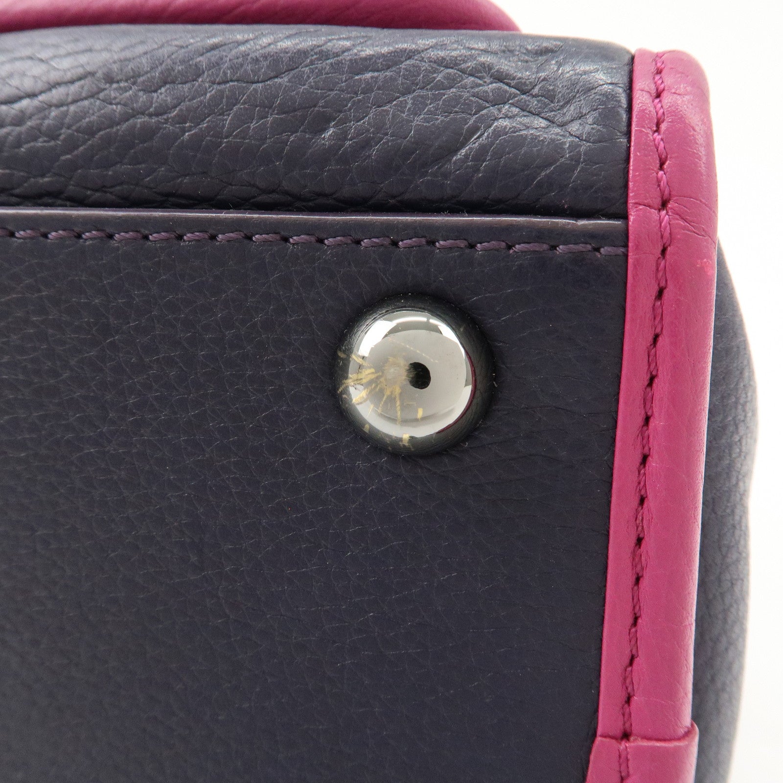 LOEWE Cruz Leather 2Way Hand Bag Navy Purple Used