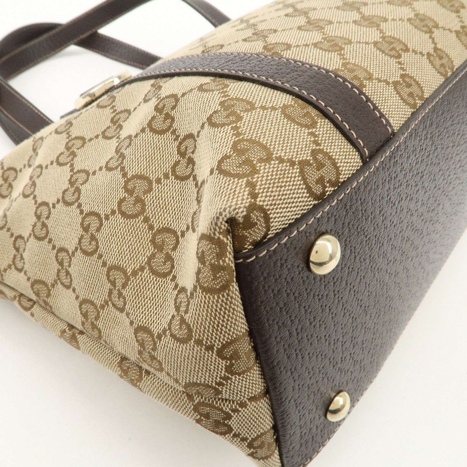 GUCCI Abbey GG Canvas Leather Shoulder Bag Beige Brown 141470 Used