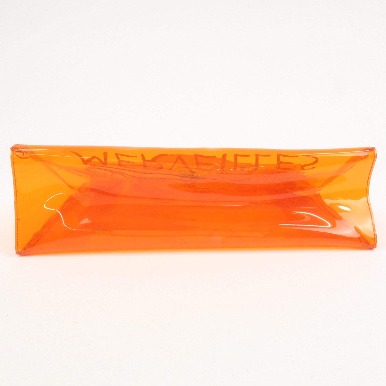 HERMES Kelly Vinyl Hand Bag Clear Transparent Orange