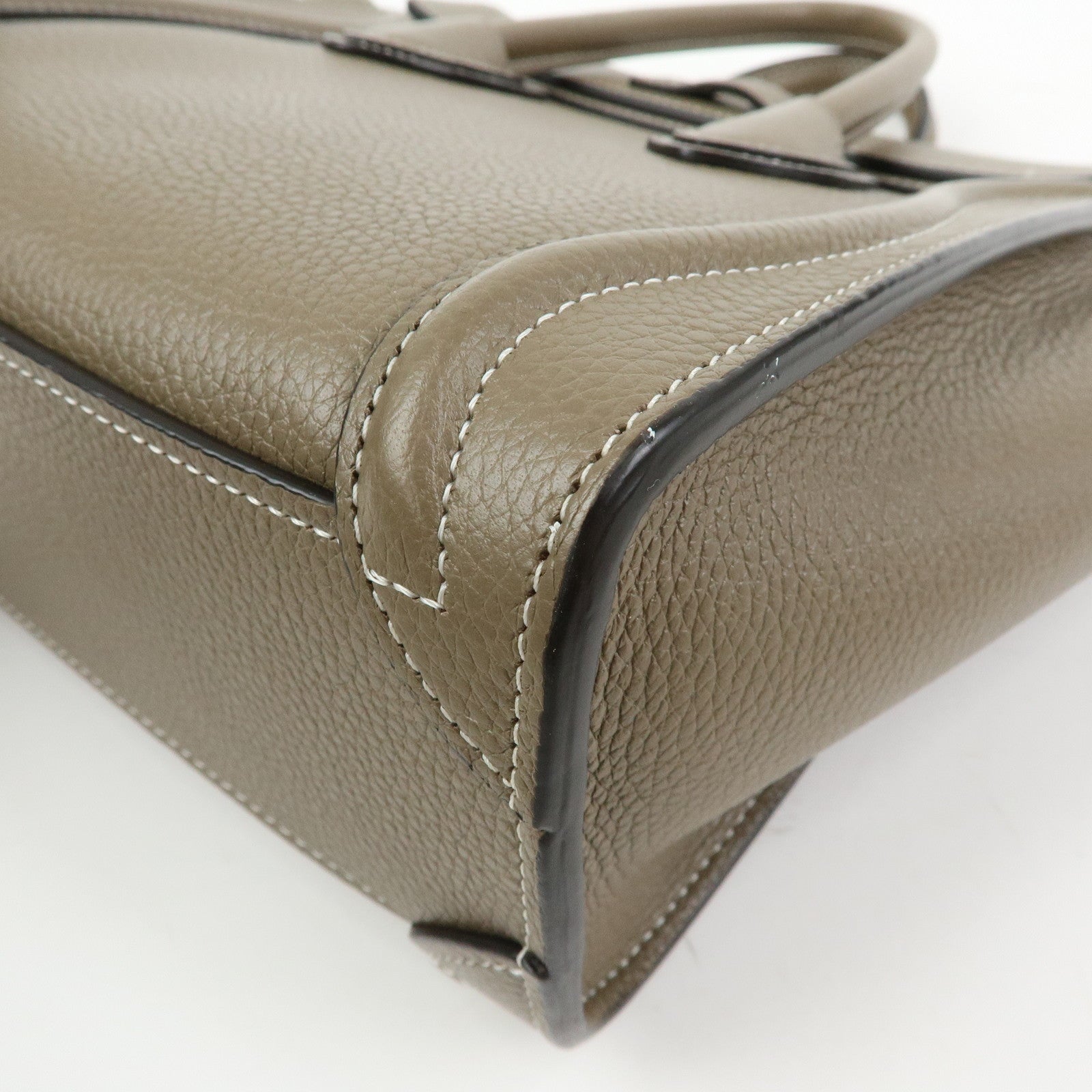 CELINE Luggage Nano Shopper Calf Leather 2Way Bag Hand Bag Gray