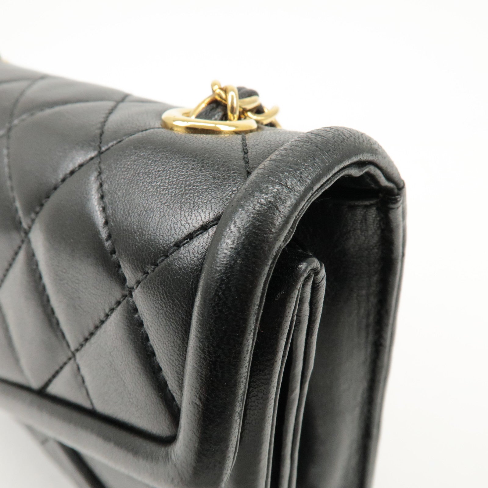 CHANEL COCO Mark Matelasse Lamb skin Chain Shoulder Bag Black Used