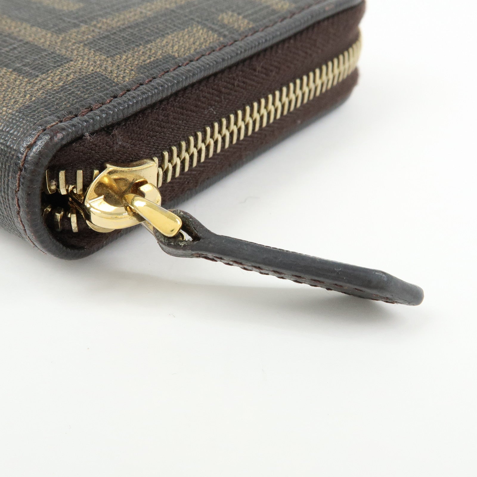 FENDI Zucca PVC Leather Zippy Round Long Wallet Brown 8M0299