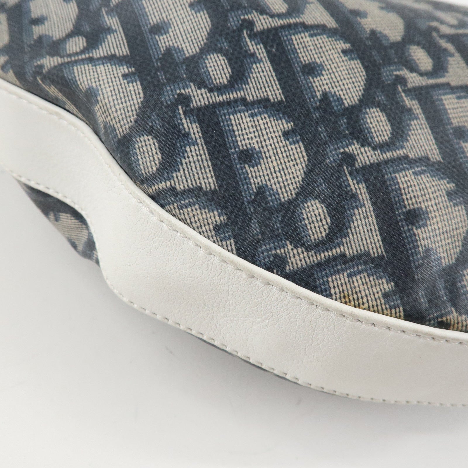 Christian Dior Trotter PVC Leather Shoulder Bag Hand Bag Navy White Used