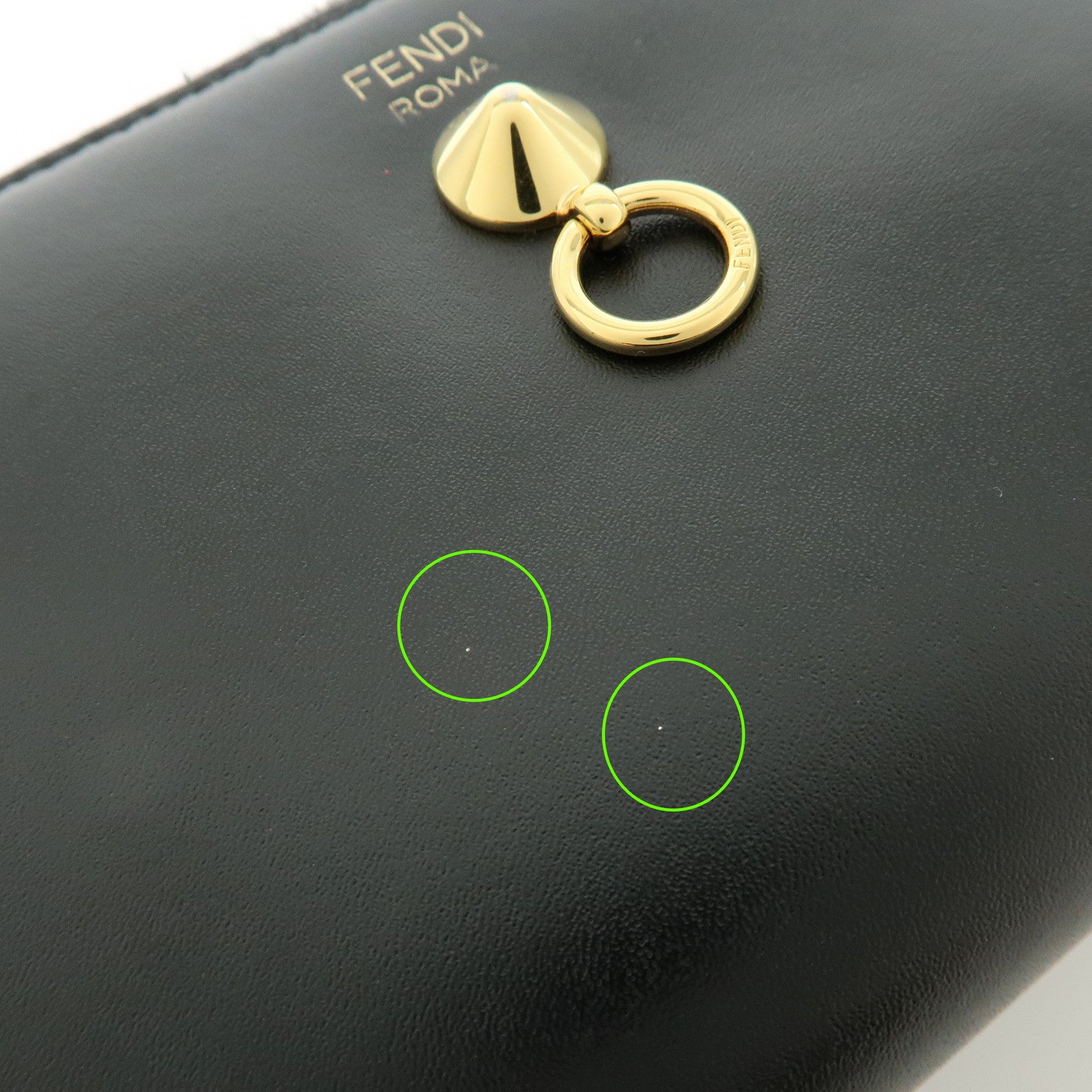 FENDI Leather Round Zippy Long Wallet Black 8M0299