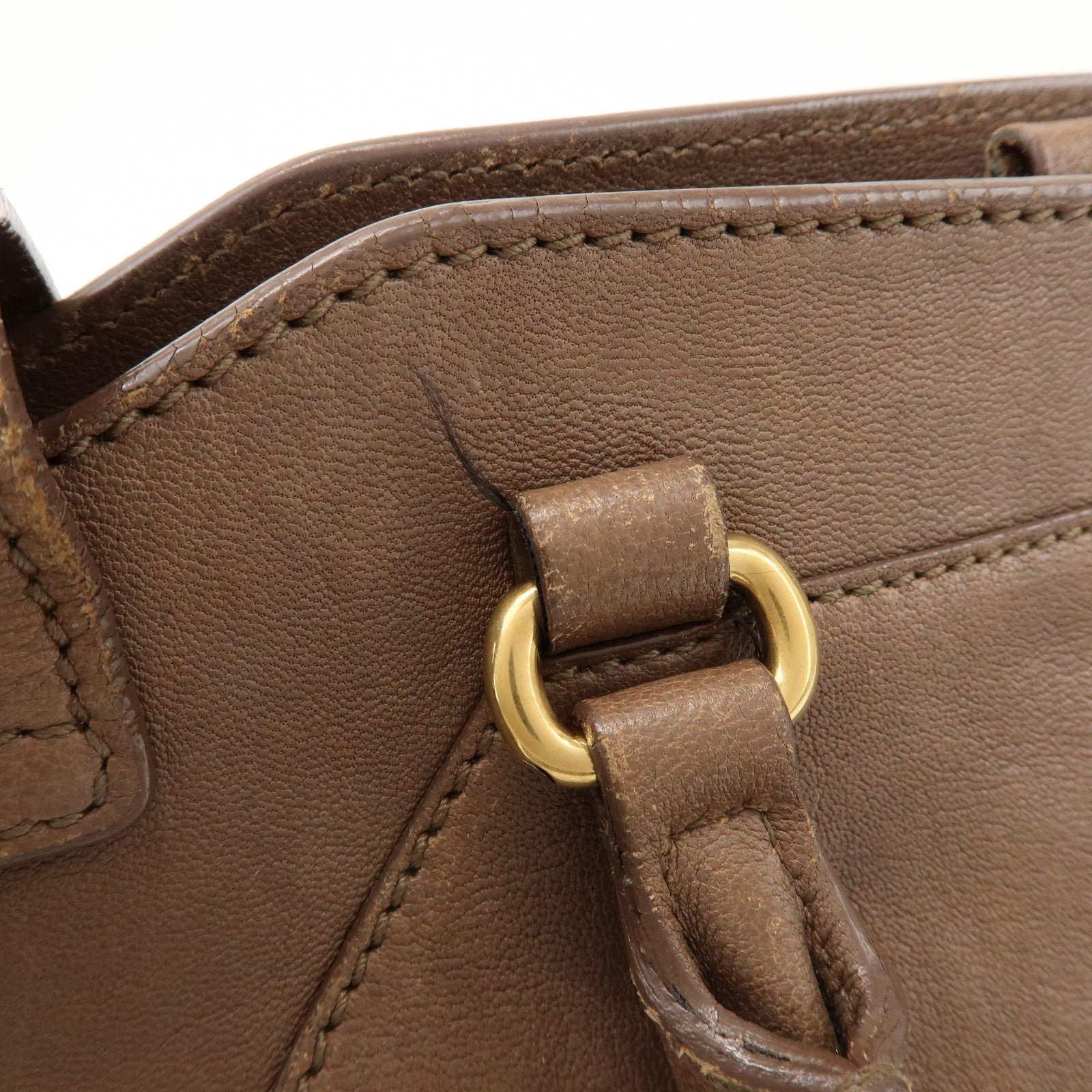 SAINT LAURENT PARIS Cabas Chyc Leather 2Way Bag Hand Bag Brown