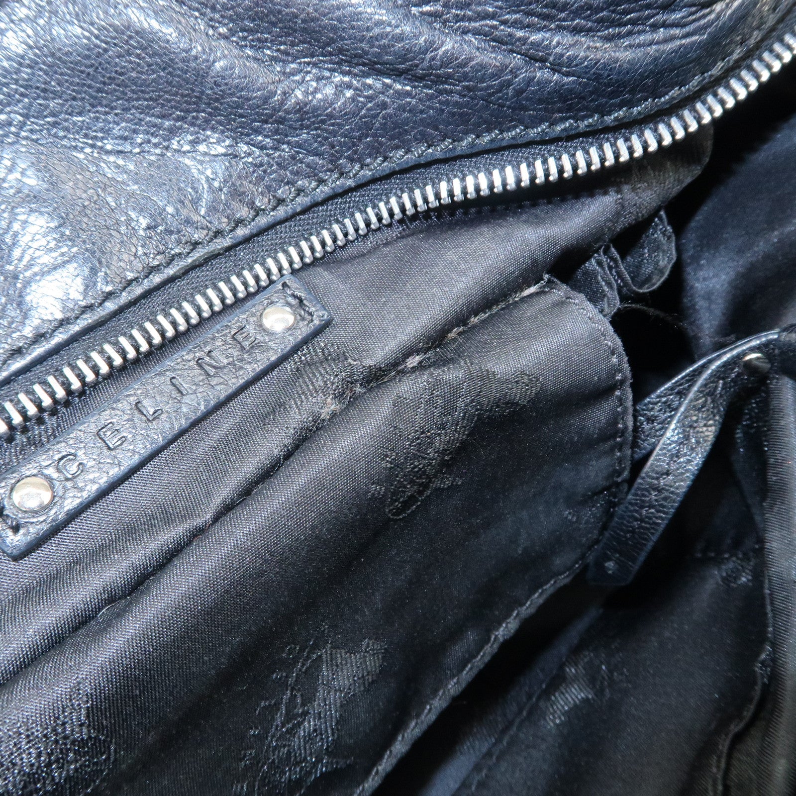 CELINE Bitter Sweet Leather Shoulder Bag Hand Bag Black Used