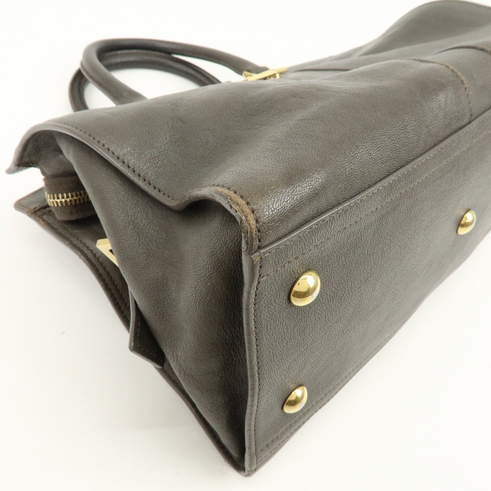 SAINT LAURENT PARIS Cabas Chyc Leather 2WAY Bag Gray 370699