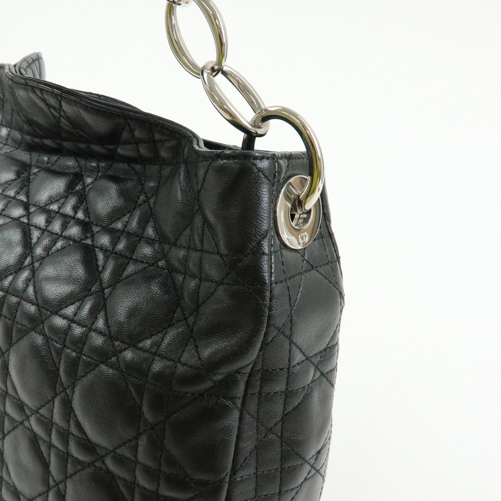 Christian Dior Cannage Lambskin Shoulder Bag Hand Bag Black