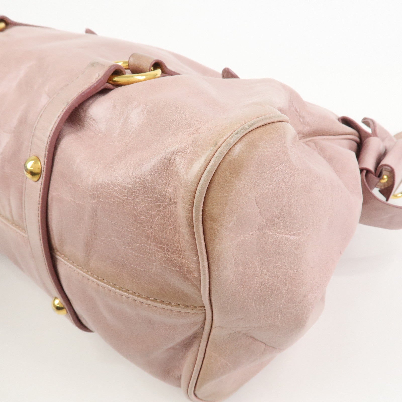 MIU MIU Side Ribbon Leather 2Way Shoulder Bag Hand Bag Pink RT0438