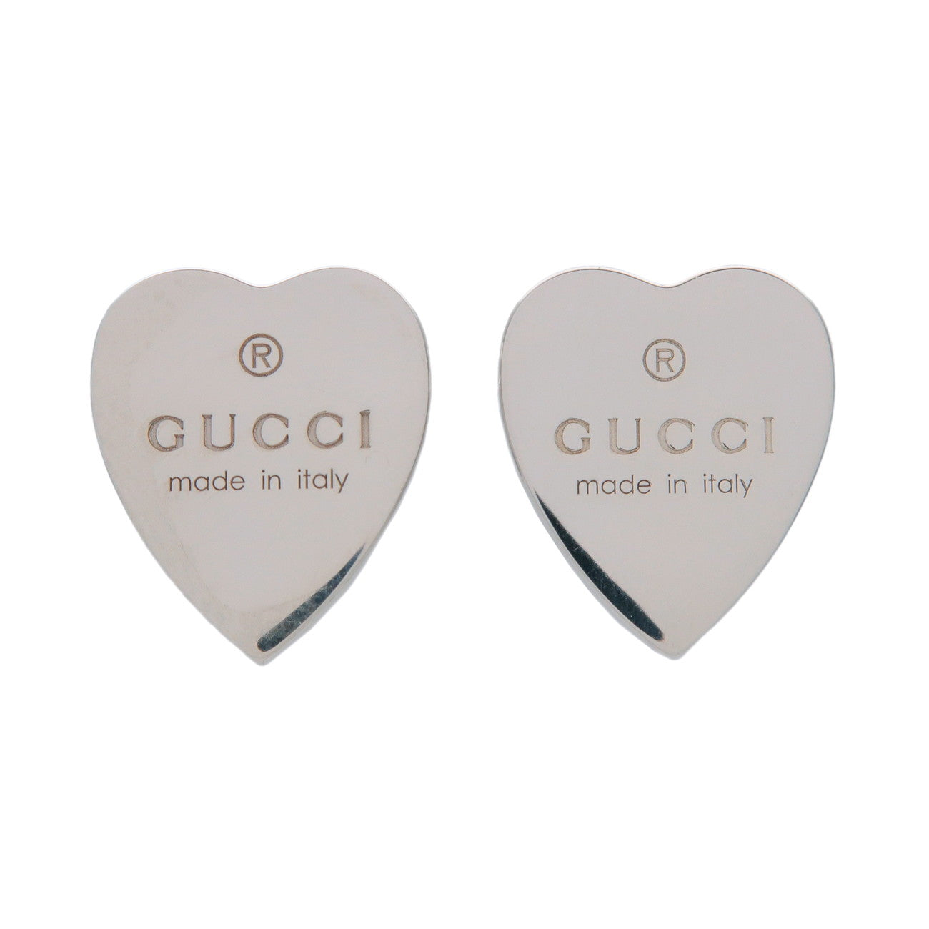 GUCCI Trademark Heart Shaped Earrings SV925 Silver 223990
