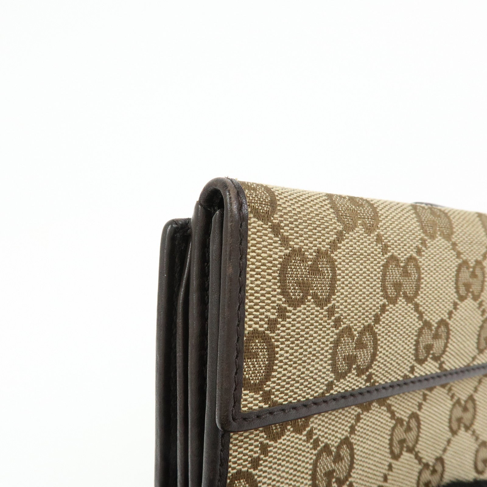 GUCCI GG Canvas Leather Long Wallet Beige Brown 257012