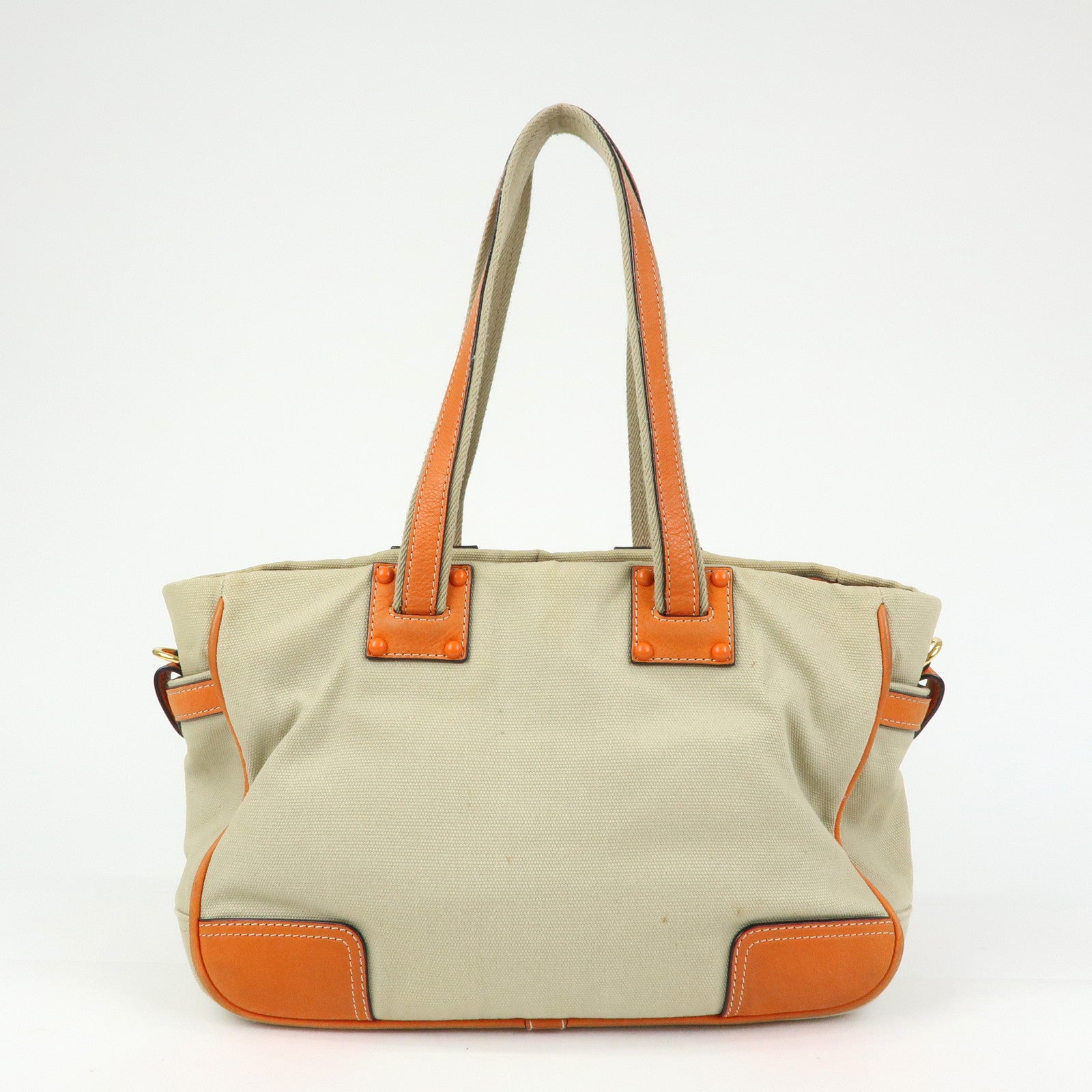 LOEWE Missy Canvas Leather 2Way Bag Tote Bag Beige Orange