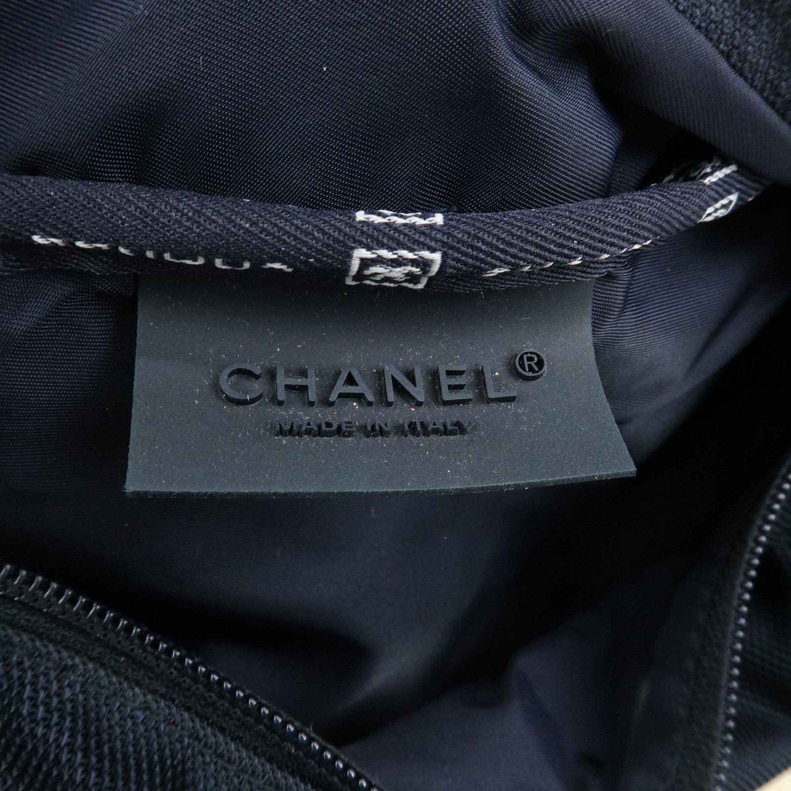 CHANEL Sportline Nylon 2Way Bag Hand Bag Navy Ivory A27892