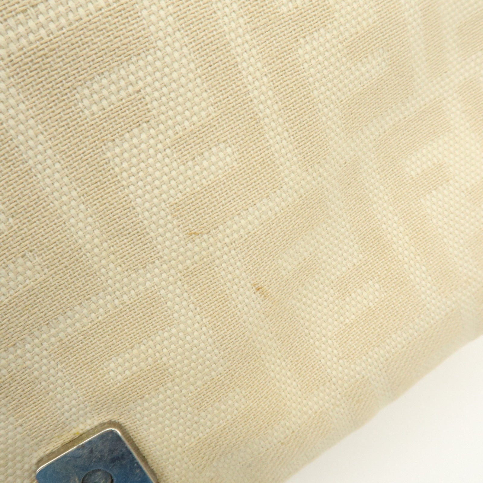 FENDI Mamma Baguette Zucca Canvas Leather Shoulder Bag Ivory 26325