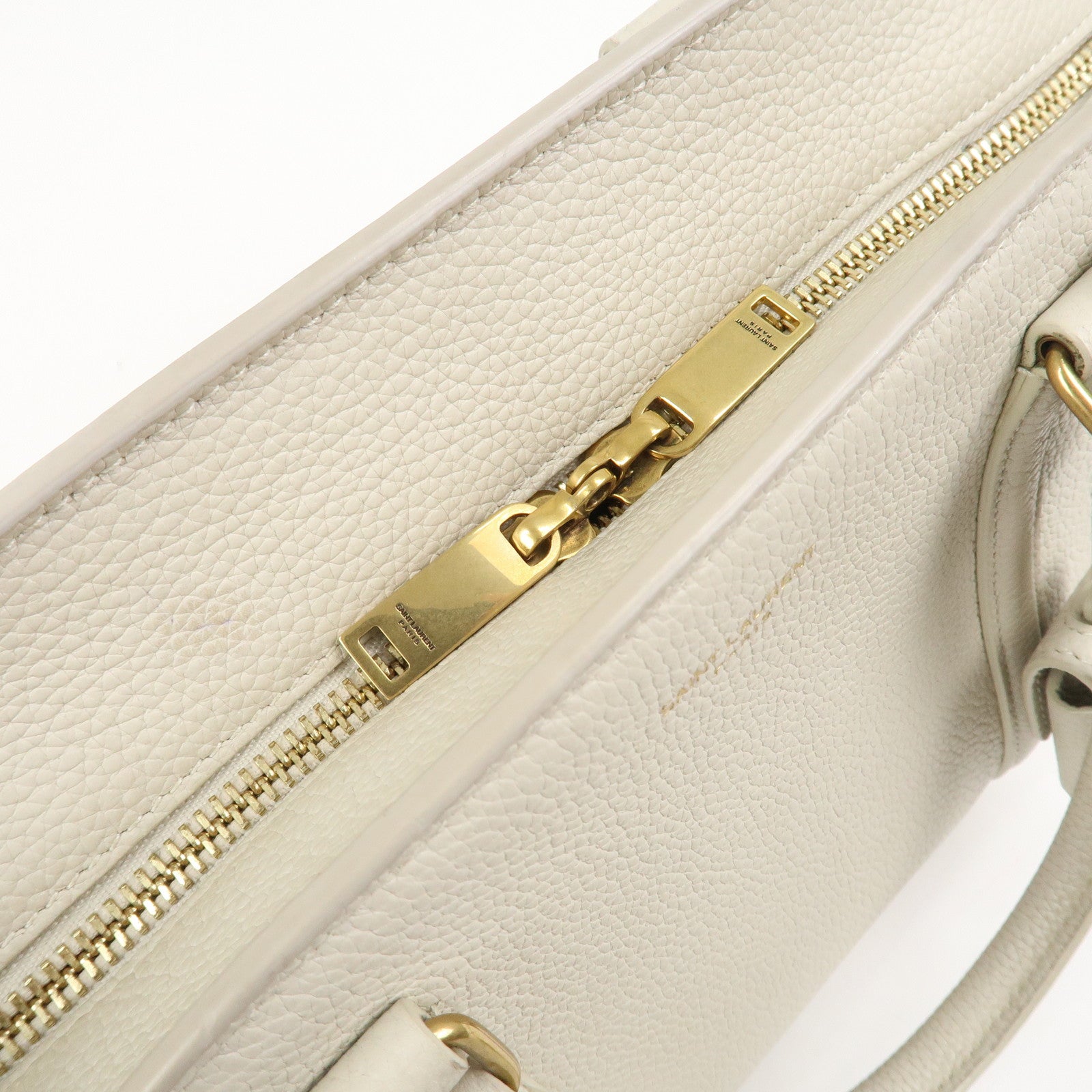 SAINT LAURENT Duffle Lock Leather 2Way Bag Hand Beige