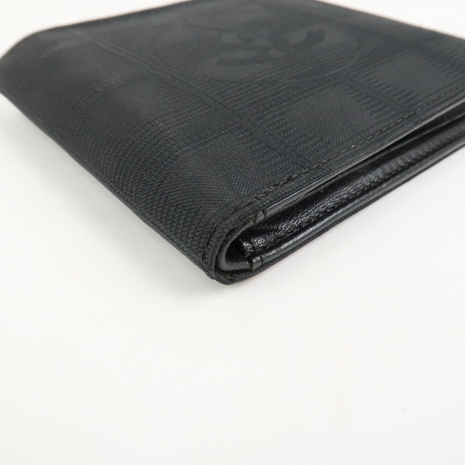 CHANEL New Travel Line Nylon Jacquard Compact Wallet Black A14342