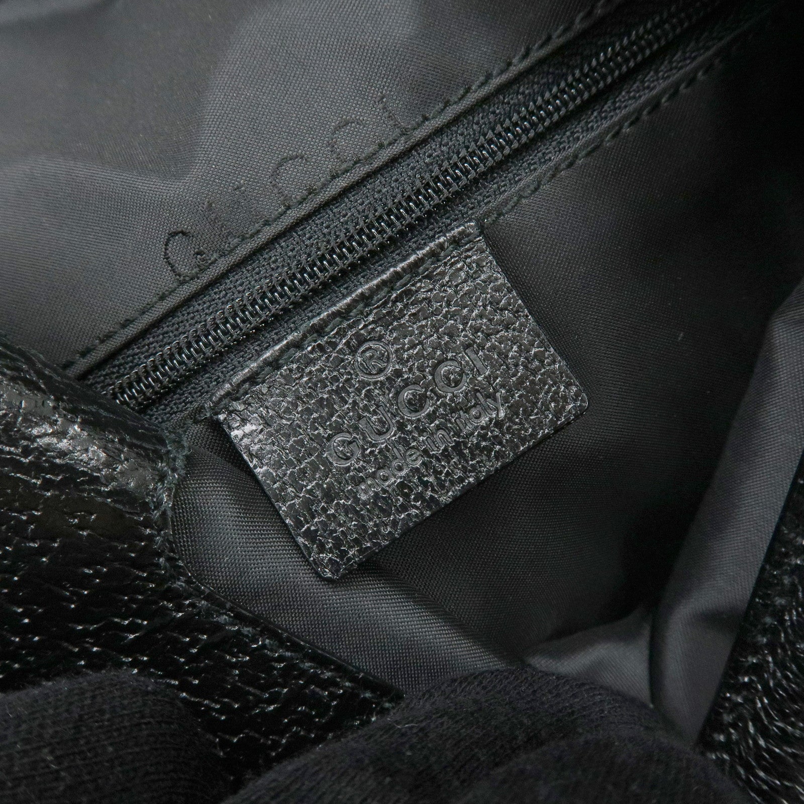 GUCCI Jackie Canvas Leather Shoulder Bag Hand Bag Black 001・3734