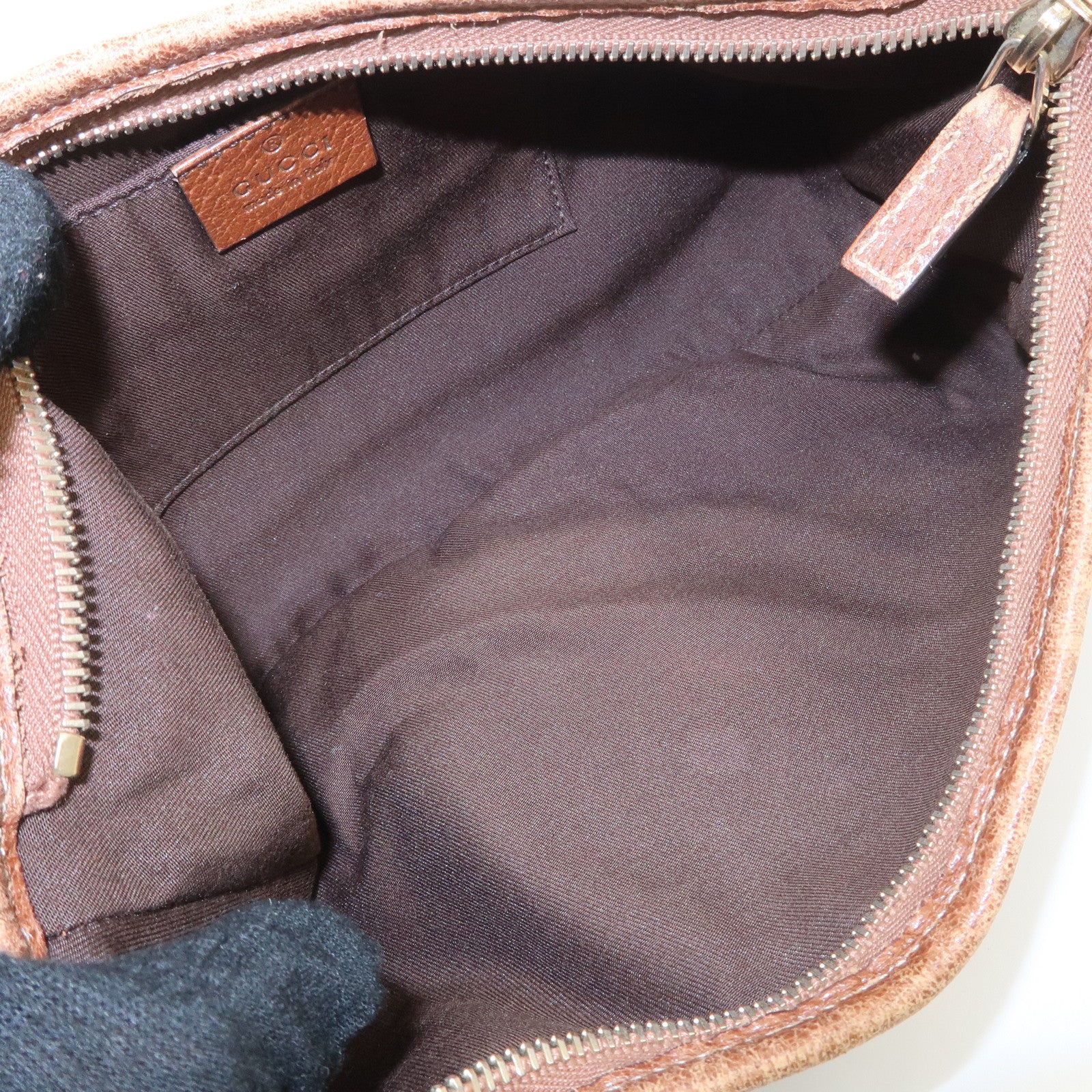 GUCCI Abbey Denim Leather Shoulder Bag Hand Bag Blue 130939 Used