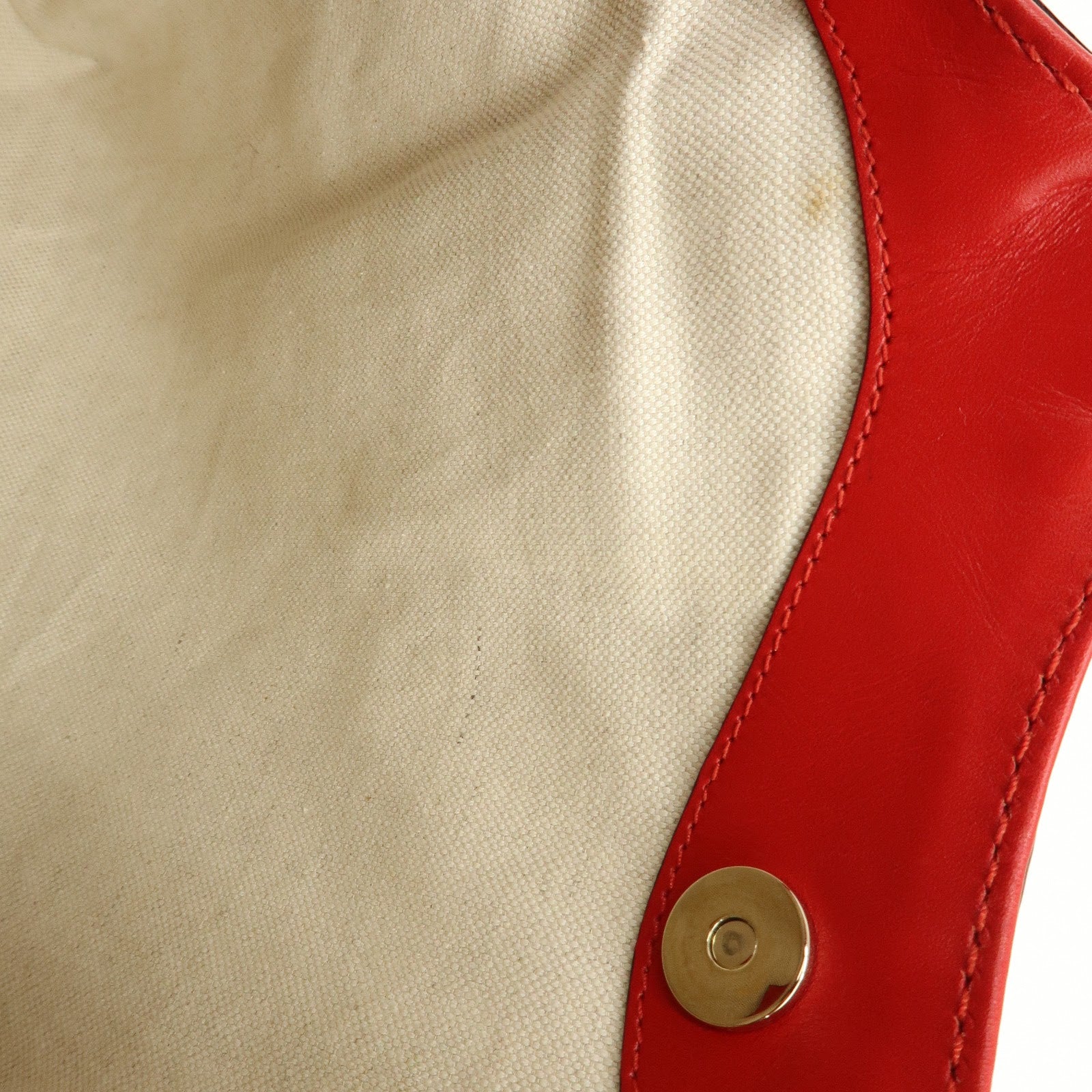 GUCCI Sukey Interlocking G GG Canvas Leather Tote Bag Beige Red
