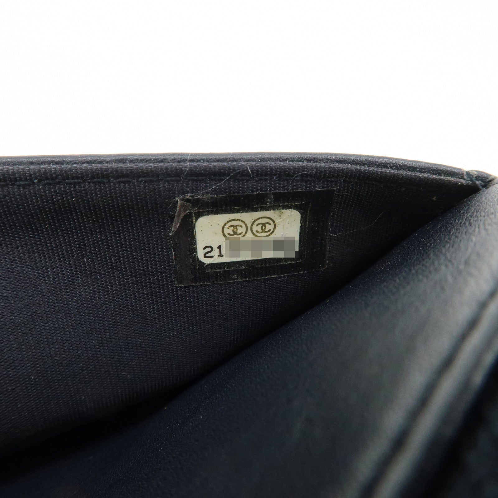 CHANEL Deauville Denim Chain Wallet Navy Brown Silver HDW A80795 Used