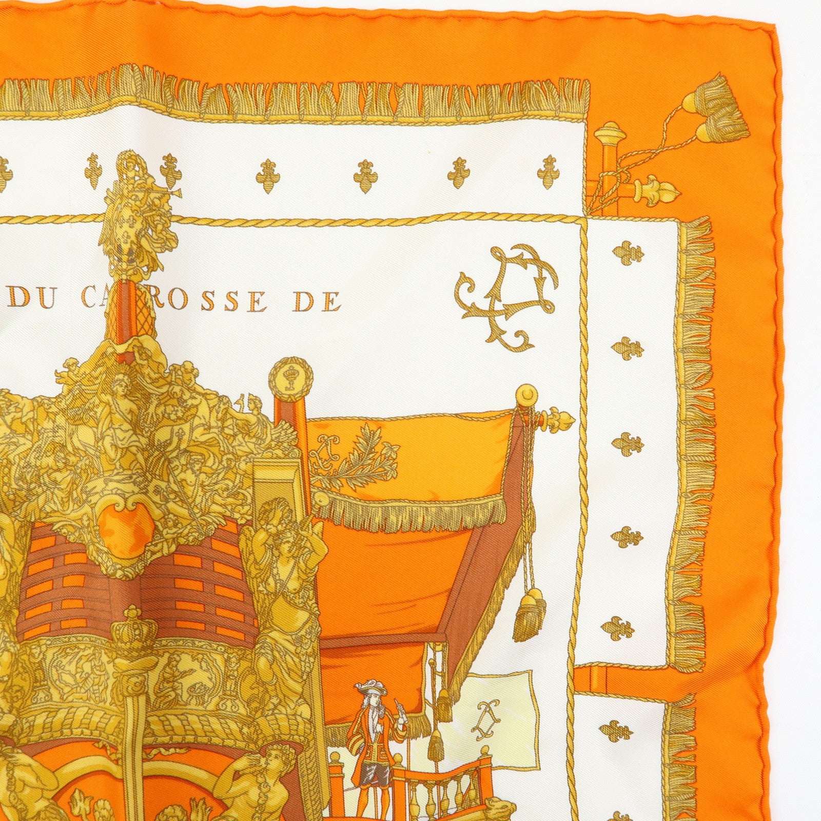 HERMES Carre 45 Silk 100% Scarf VUE DU CAROSSE LA GALERE LA REALE