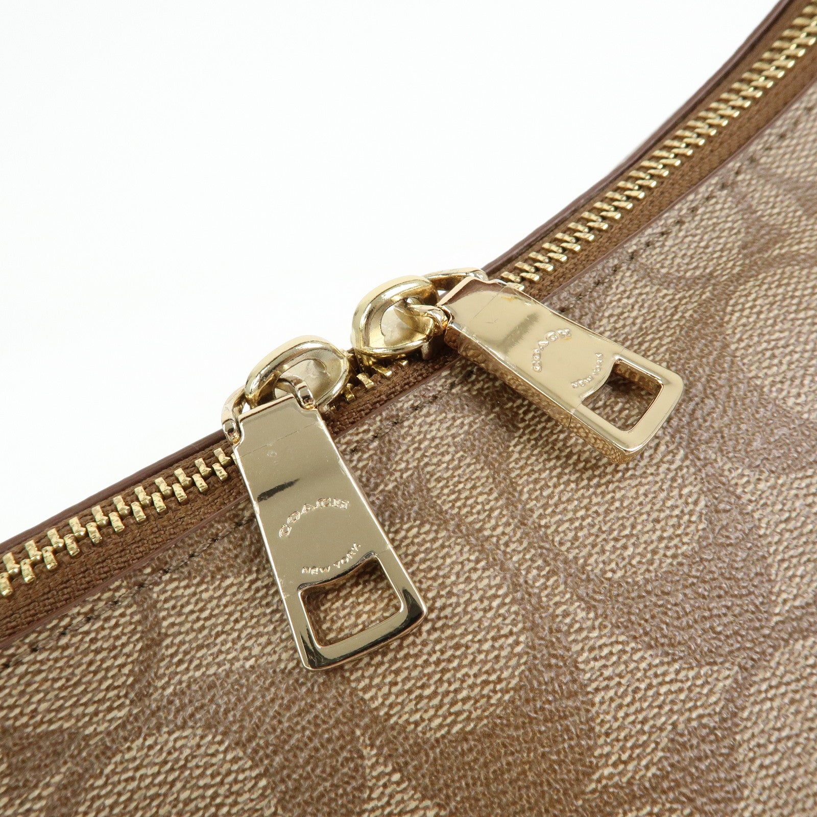COACH Signature PVC Leather 2Way Shoulder Bag Hand Bag Brown
