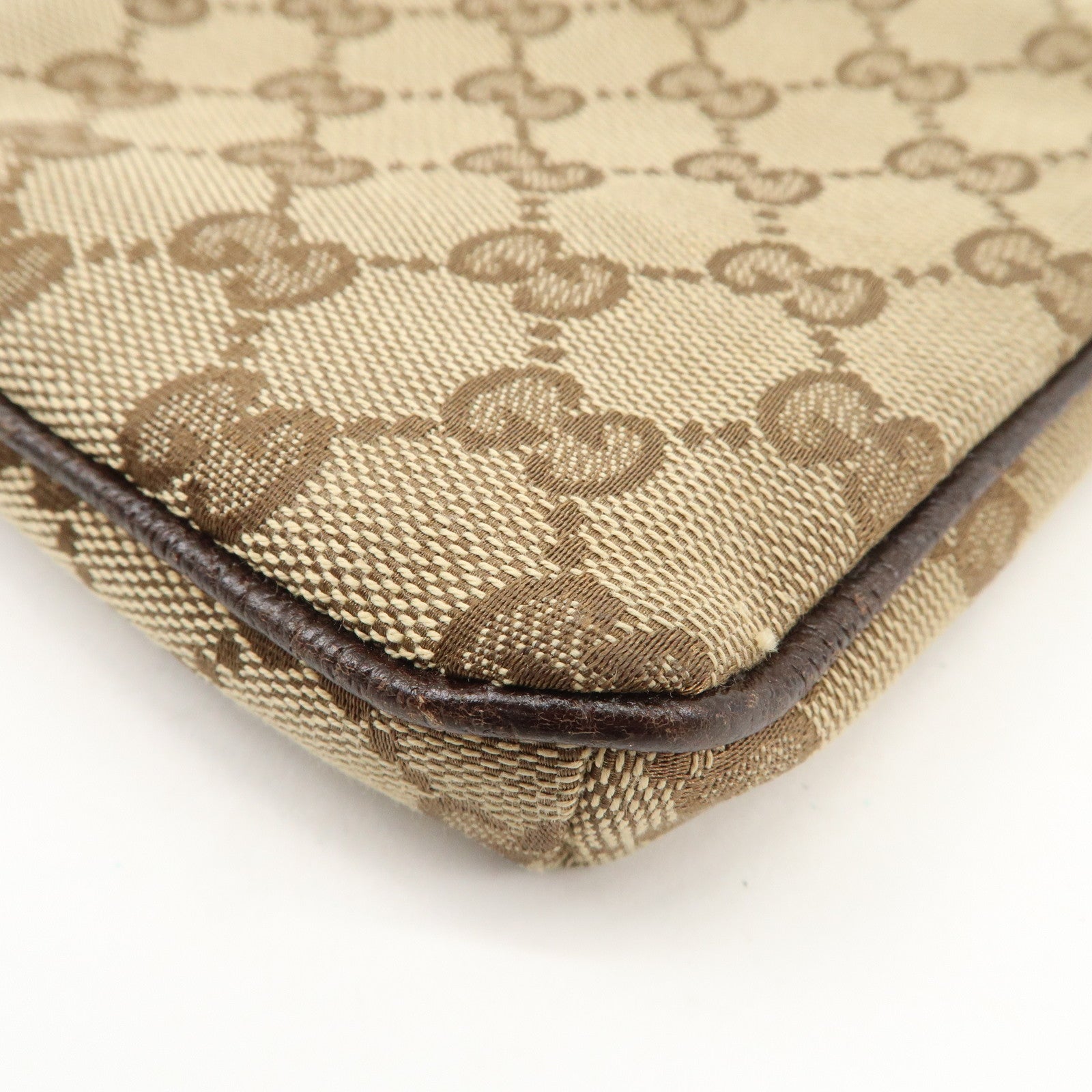 GUCCI Sherry GG Canvas Leather Shoulder Bag Beige Brown 141863 Used