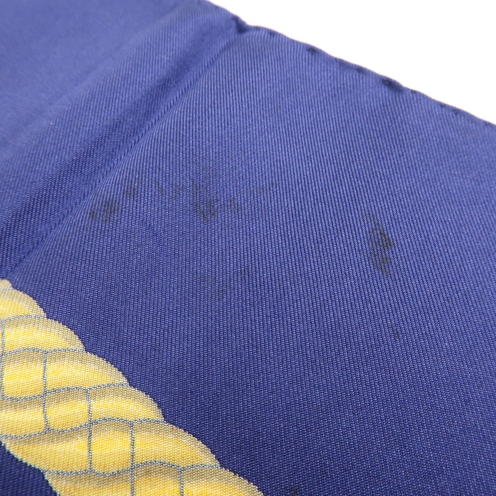 HERMES Carre 90 Silk 100% Scarf LES TAMBOURS Navy Yellow