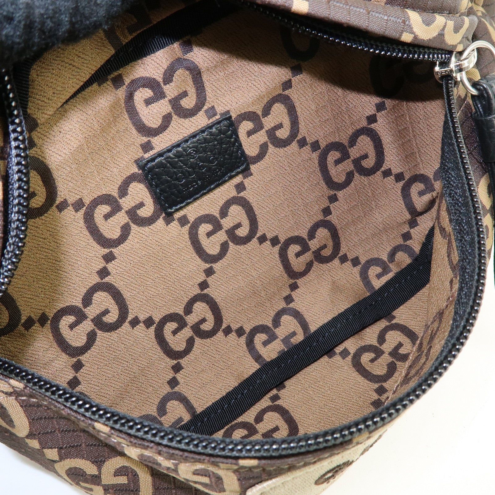 GUCCI GG Ripstop Leather Waist Pouch Body Bag Brown 767934