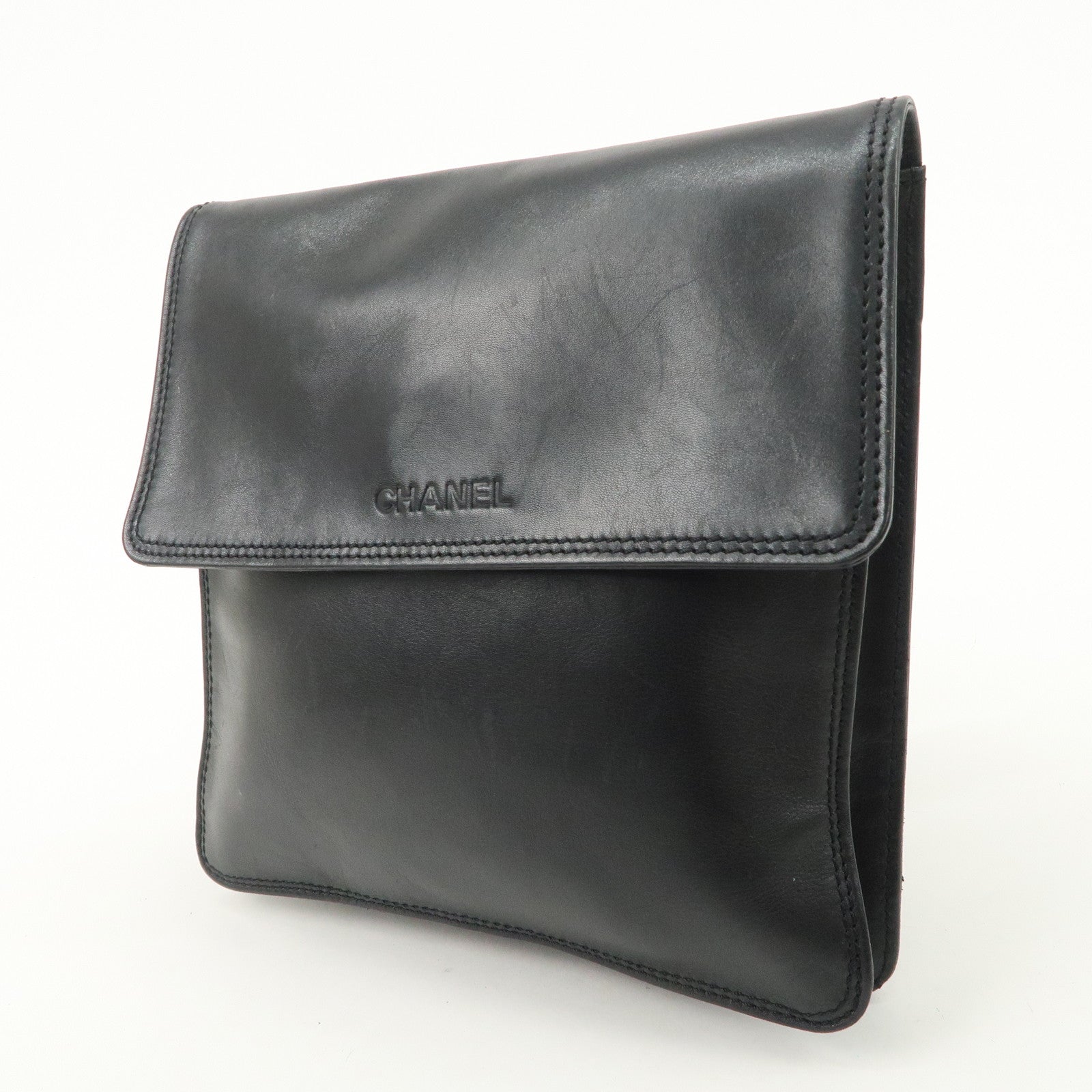 CHANEL Leather Shoulder Bag Crossbody Bag Black