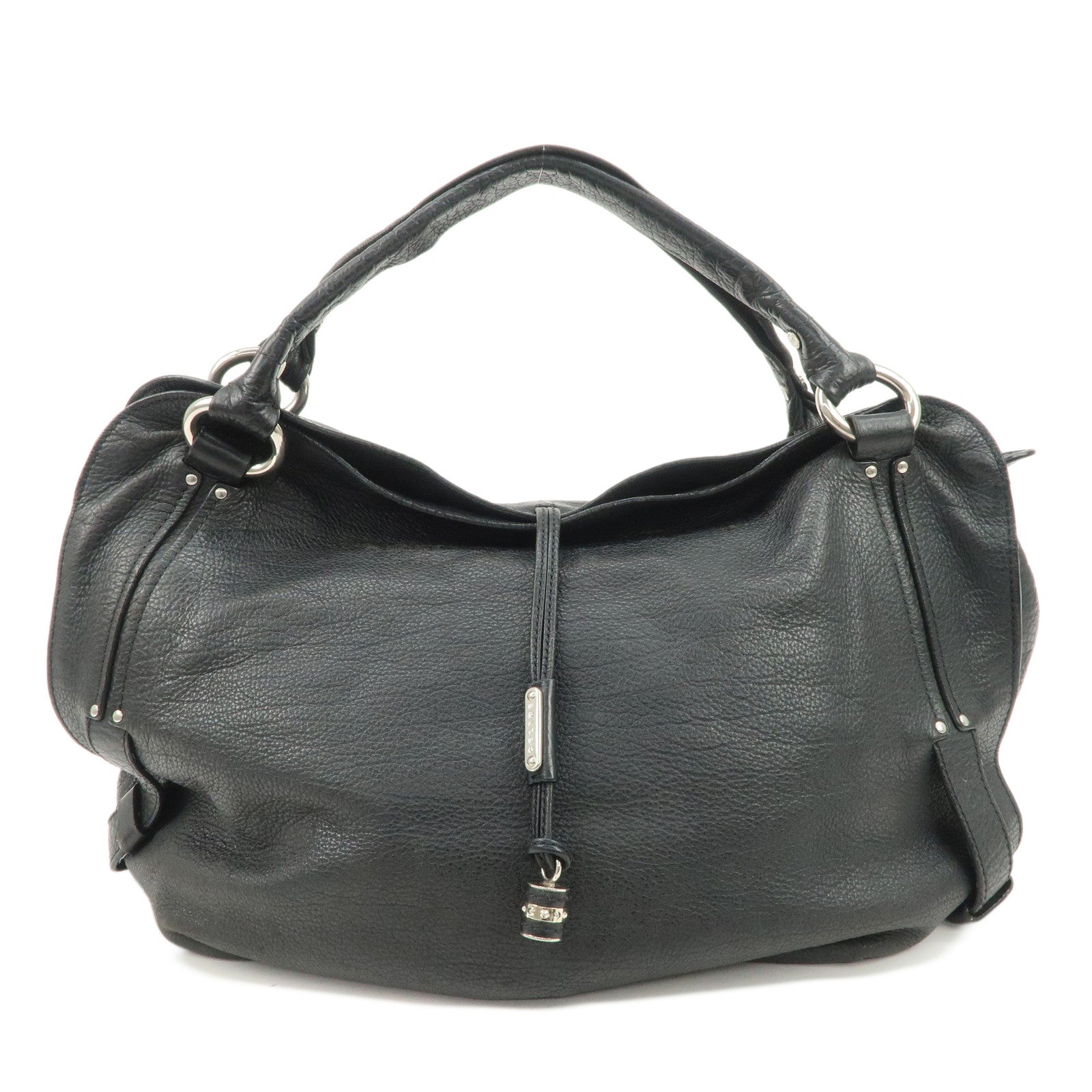 CELINE Bittersweet Leather Shoulder Bag Hand Bag Black