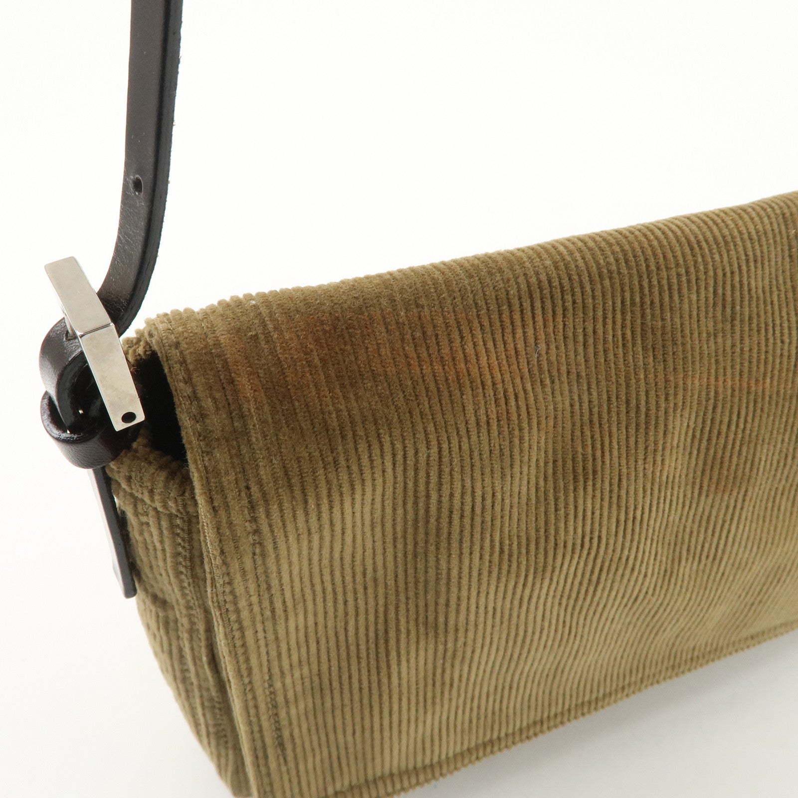 FENDI Logo Corduroy Shoulder Bag Hand Bag Caramel Used