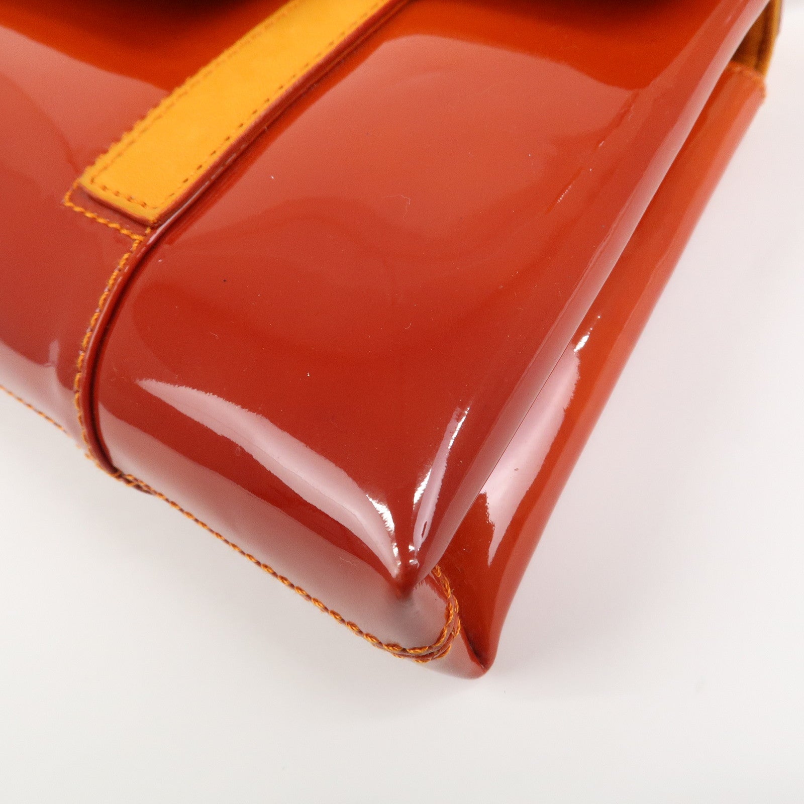 BVLGARI Patent Leather Shoulder Bag Hand Bag Orange