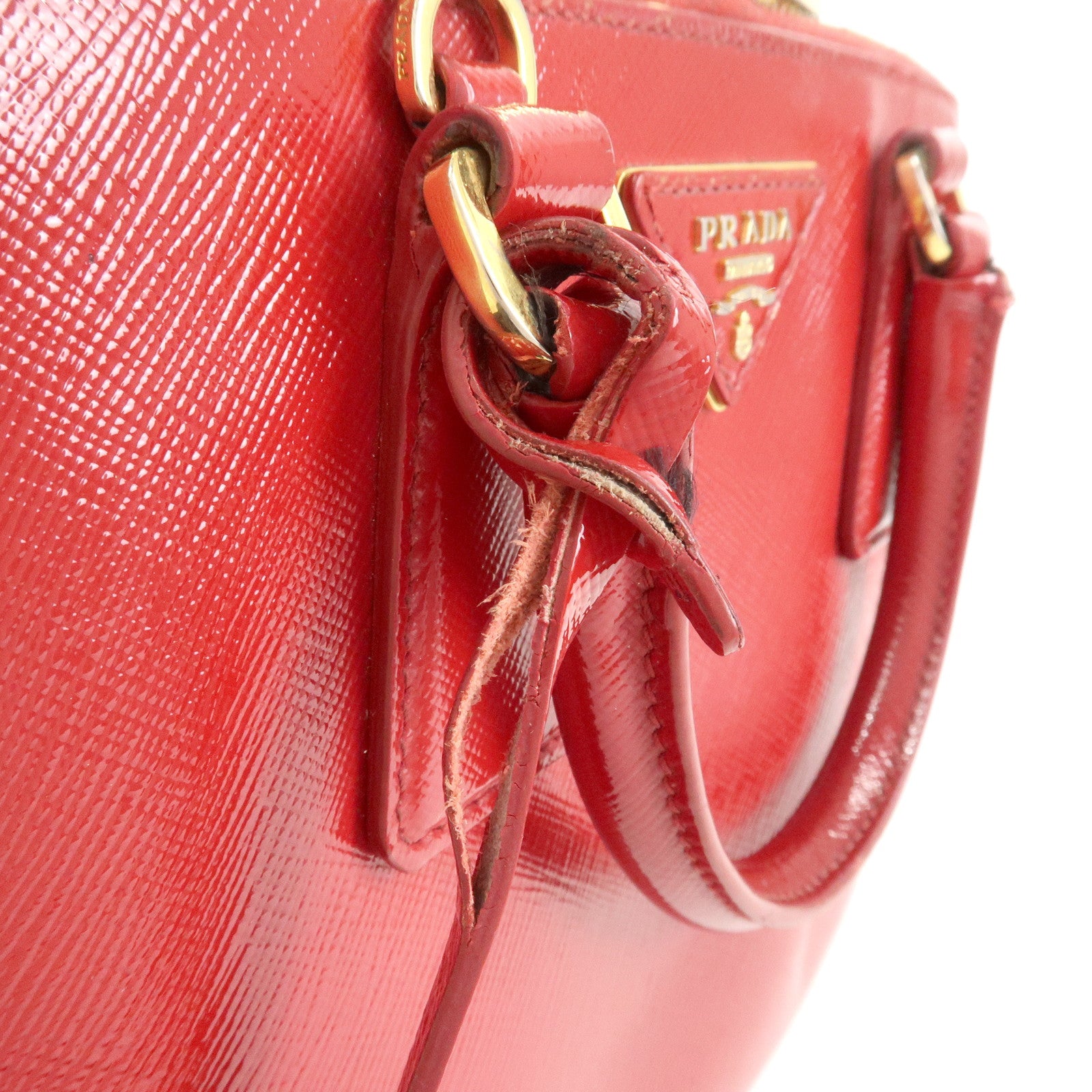 PRADA Promenade Small Leather 2Way Hand Shoulder Bag Red BL0838