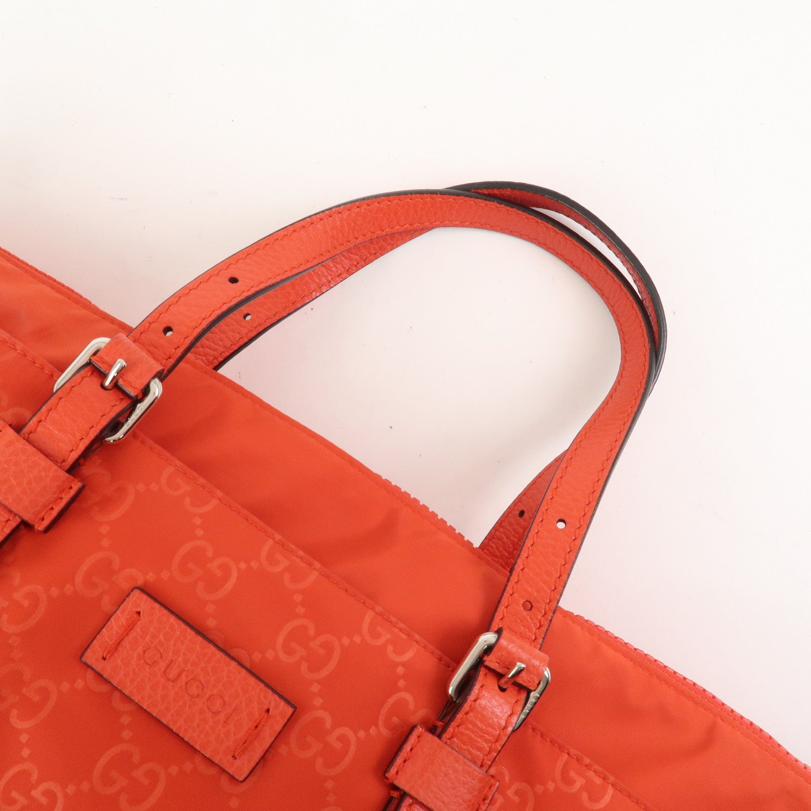 GUCCI GG Nylon Leather 2WAY Bag Hand Bag Shoulder Bag Red 387067