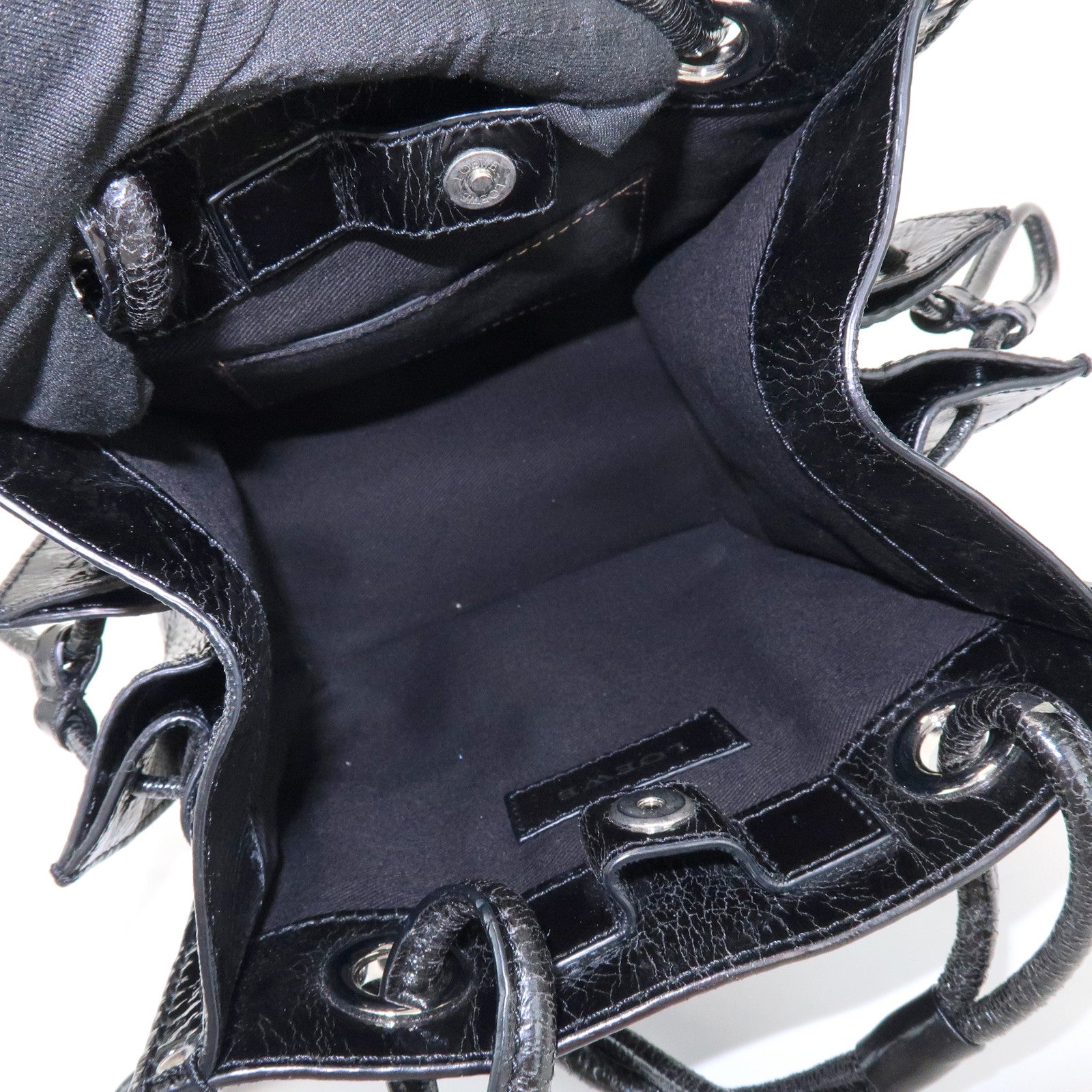 LOEWE Anagram Patent Leather Hand Bag Shoulder Bag Black Brown