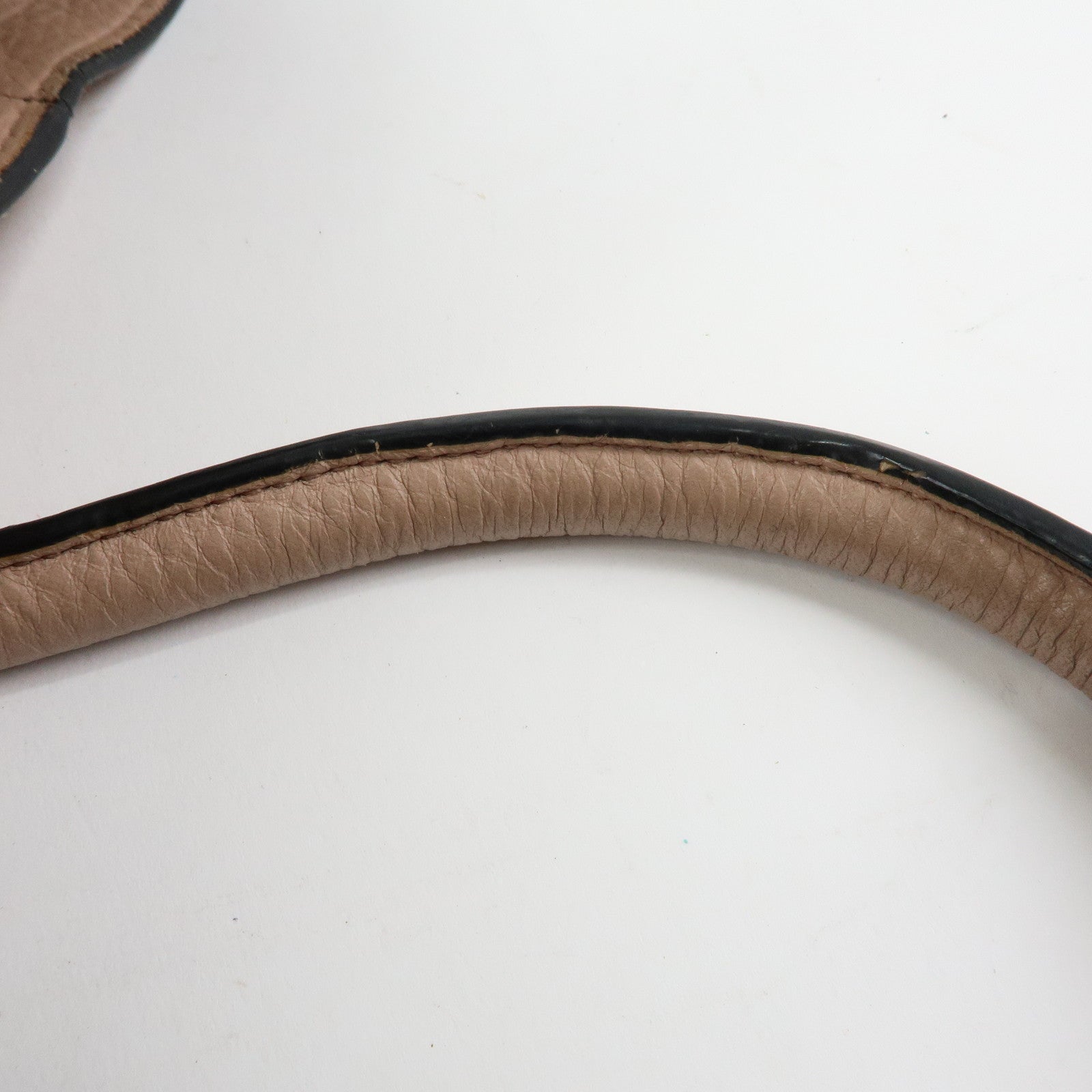 PRADA Triangle Logo Leather Tote Bag Shoulder Bag Pink Beige