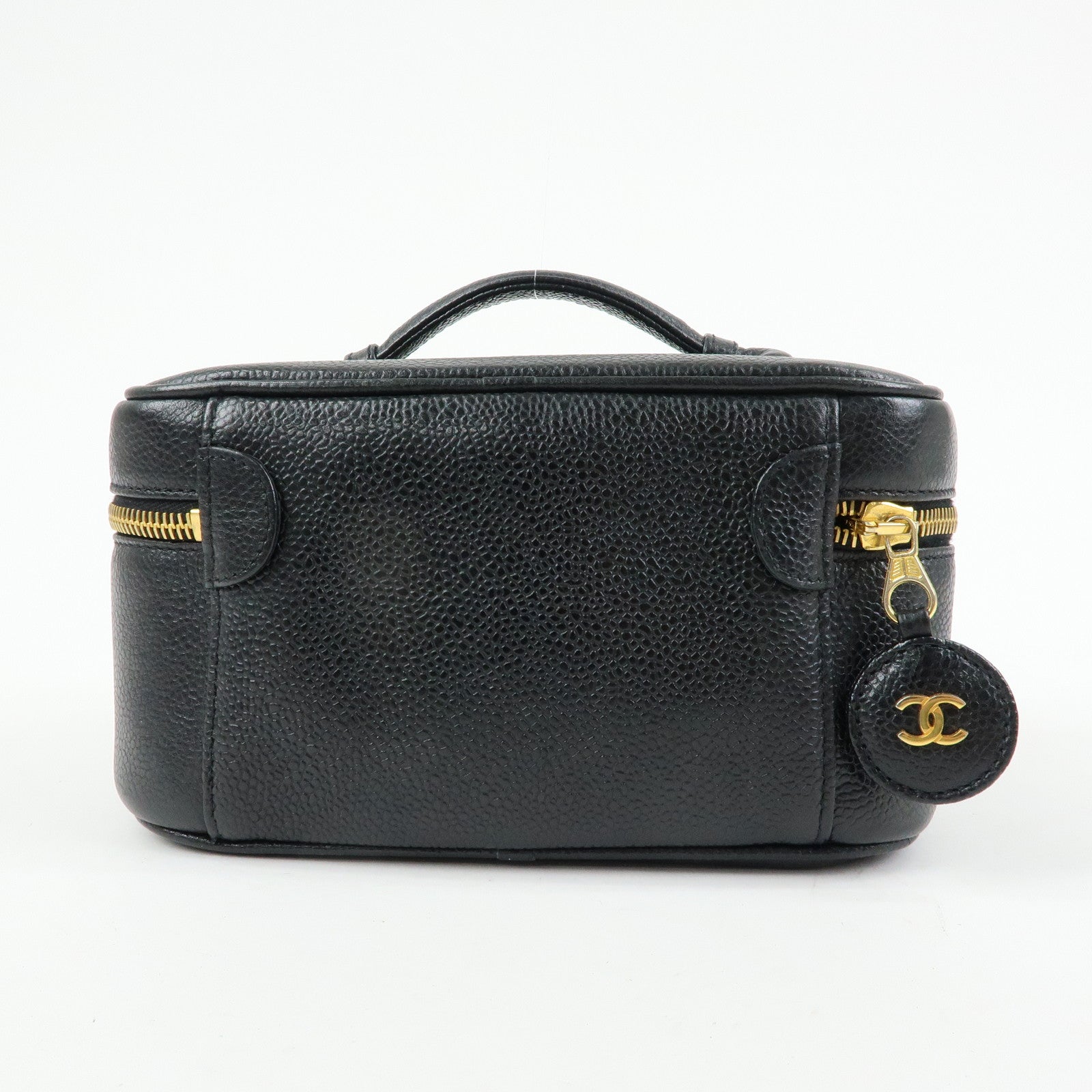 CHANEL COCO Mark Caviarskin Hand Bag Vanity Case Black A01997