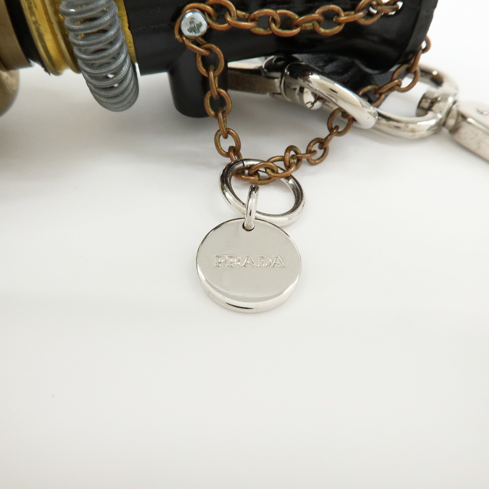 PRADA Robot Metal Plastic Bag Charm Key Charm Silver Gold
