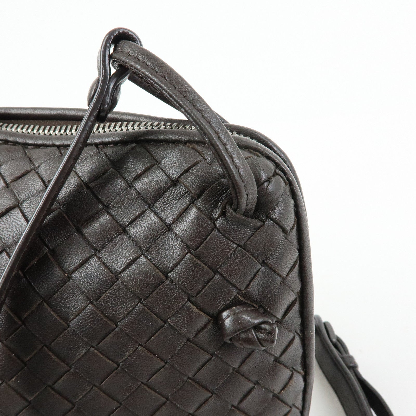 BOTTEGA VENETA Intrecciato Nodini Leather Shoulder Bag Brown 245354