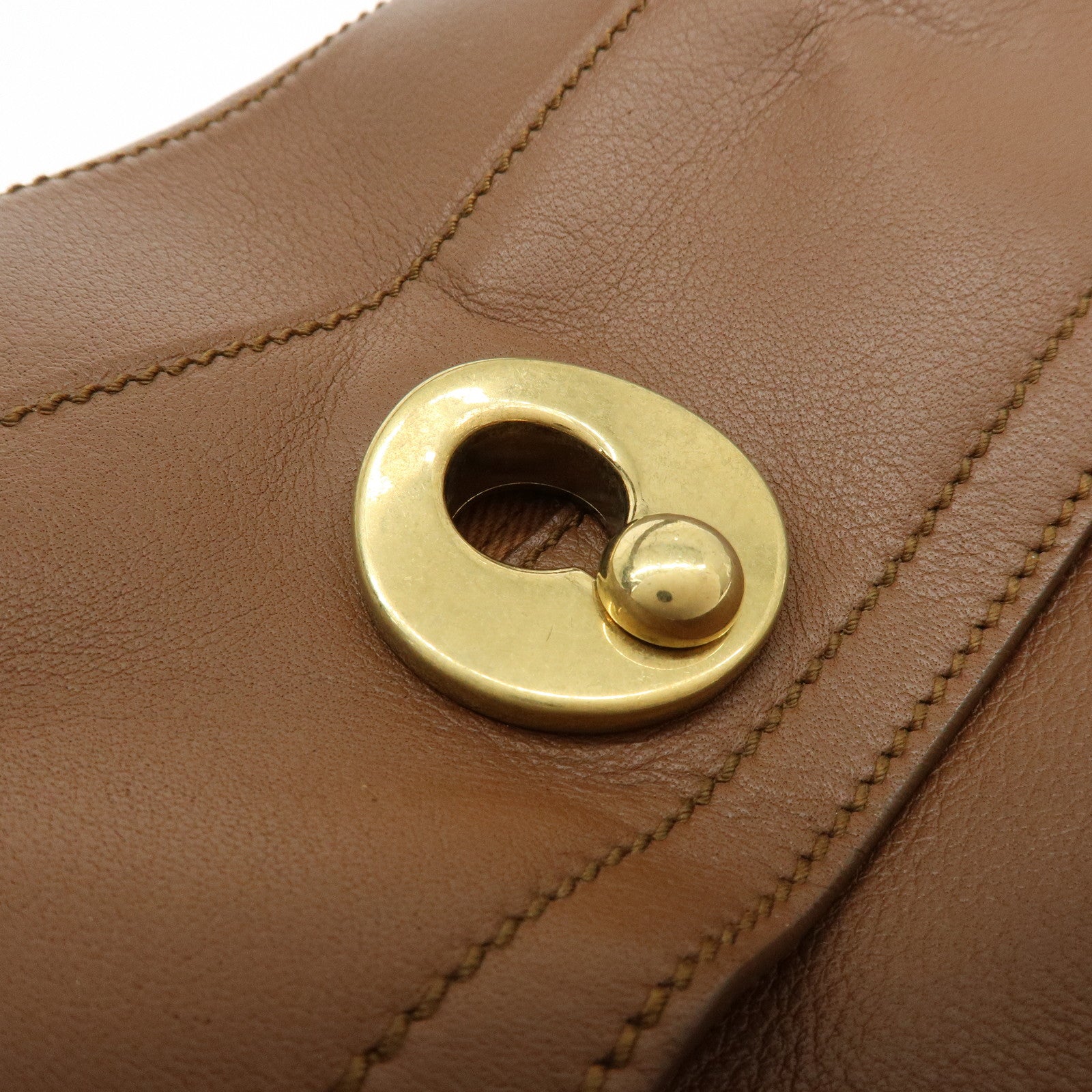 SAINT LAURENT PARIS Muse Two Leather Canvas Hand Bag Brown 229630