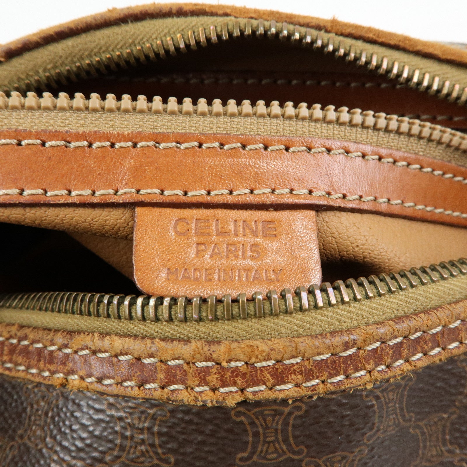 CELINE Macadam PVC Leather Shoulder Bag Hand Bag Brown