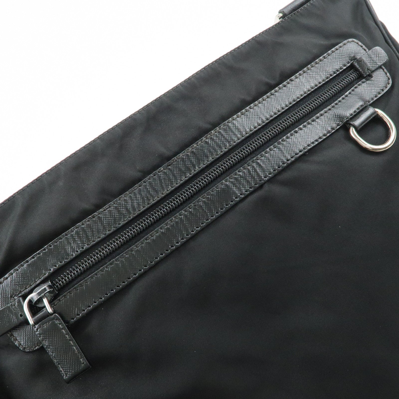 PRADA Triangle Logo Nylon Leather Shoulder Bag Crossbody Bag VA0348