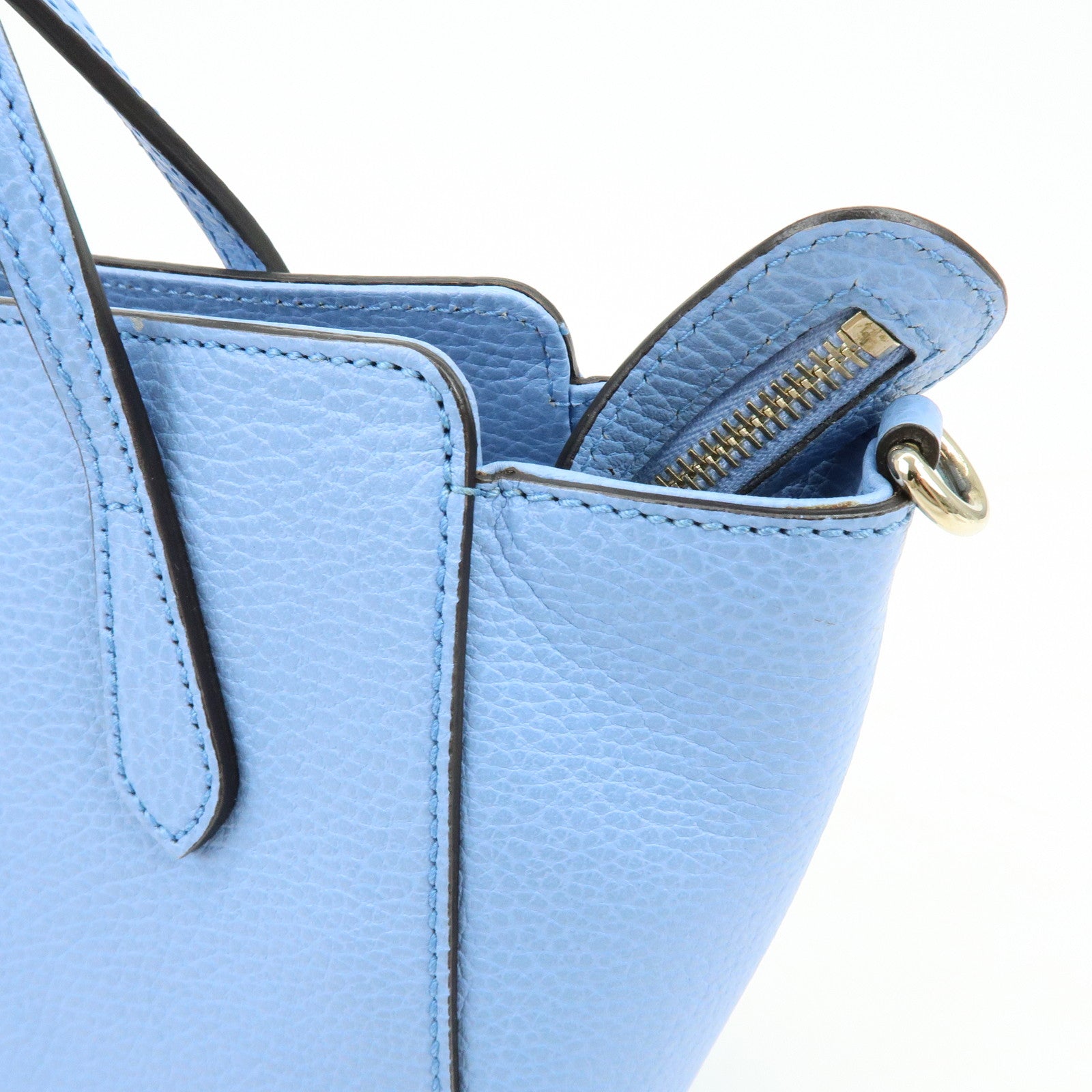 GUCCI Interlocking G Leather 2Way Bag Hand Bag Light Blue 368827
