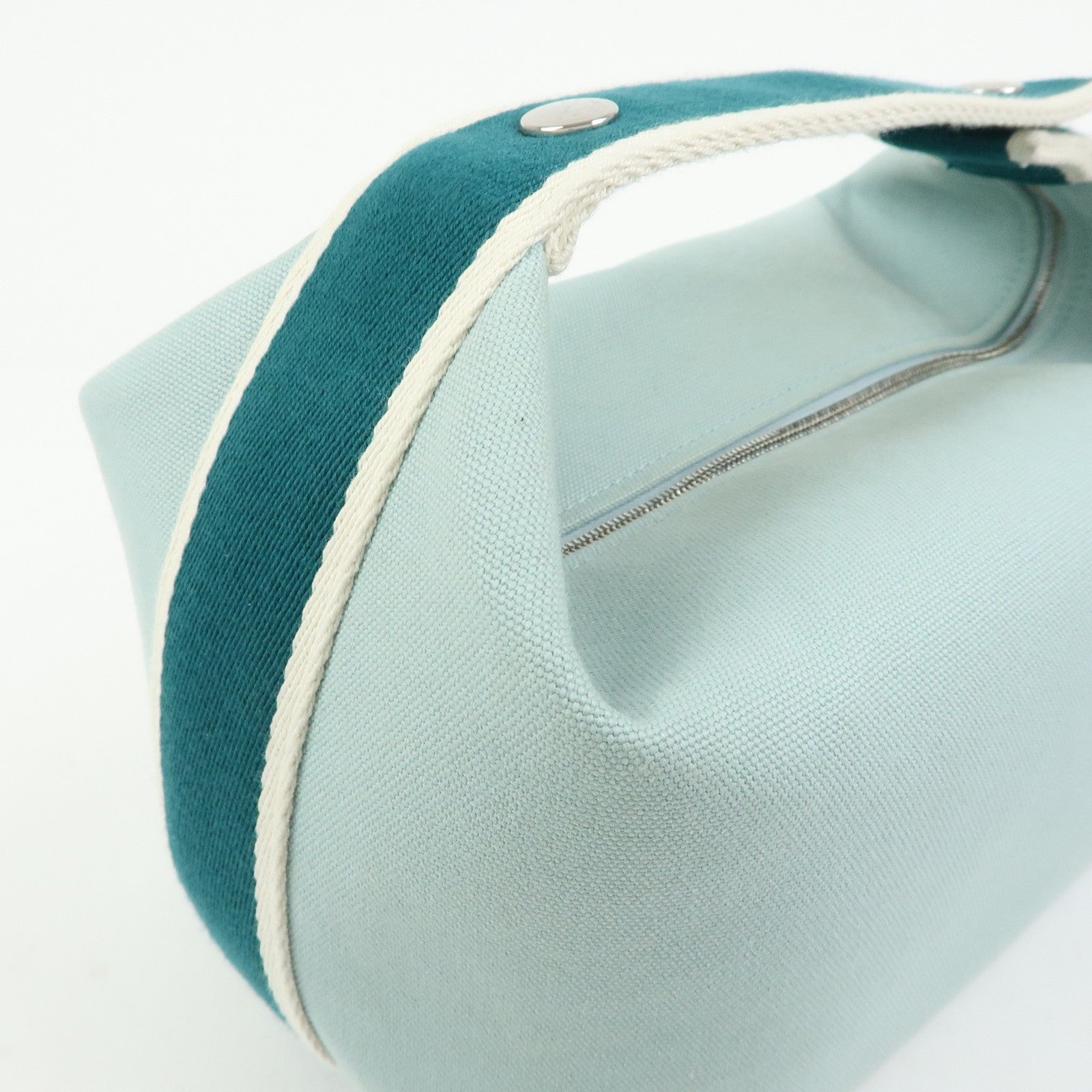 HERMES Bride A Brac GM Cotton Hand Bag Vanity Bag Light Blue