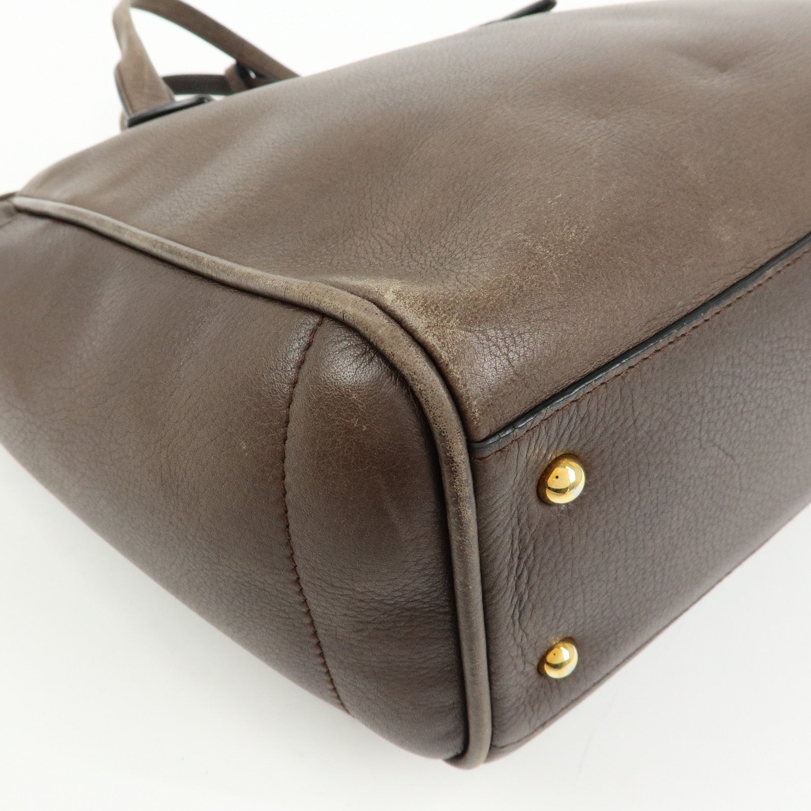 LOEWE MADRID1846 Leather Tote Bag Hand Bag Brown