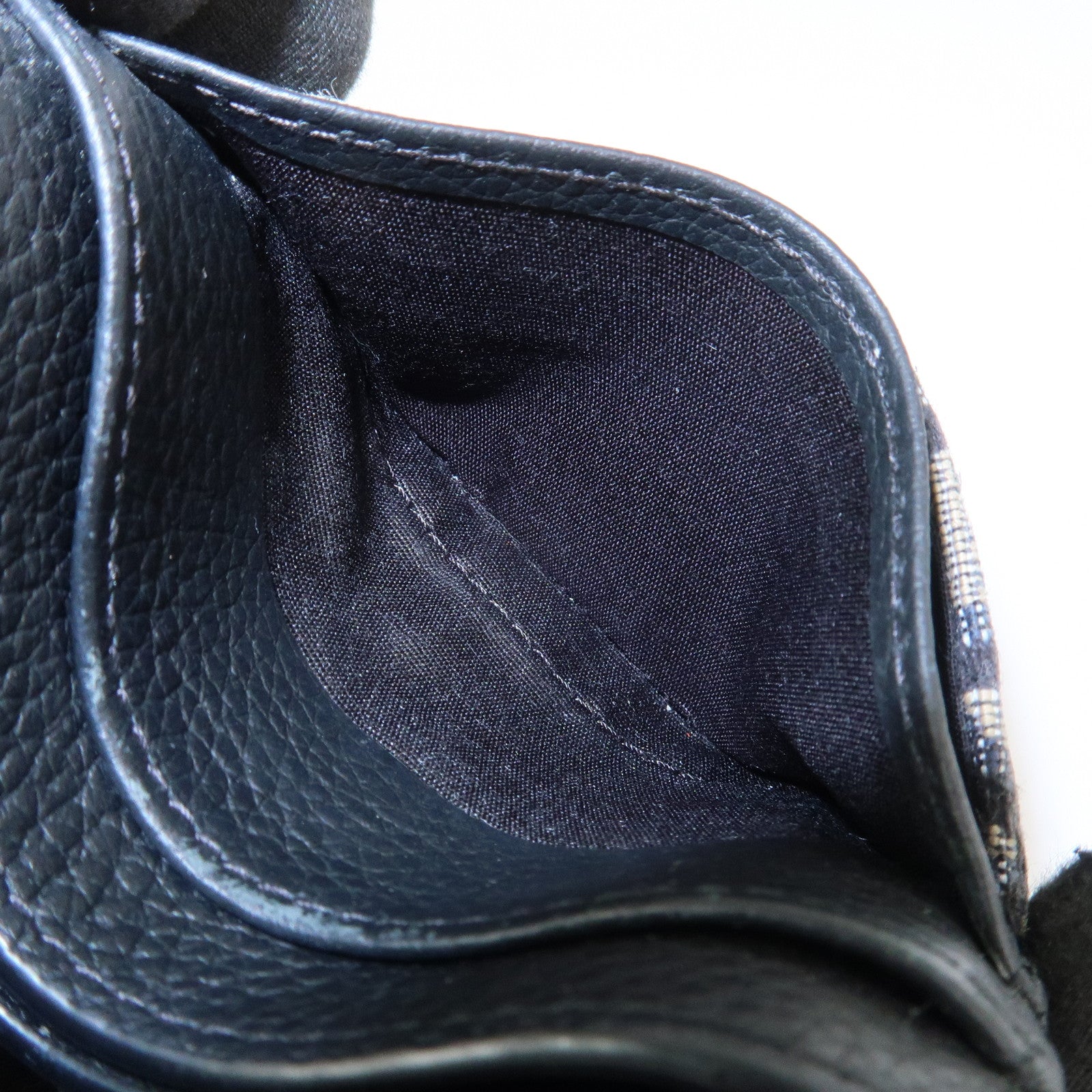 Christian Dior Trotter Jacguard Canvas Leather Card Case Navy